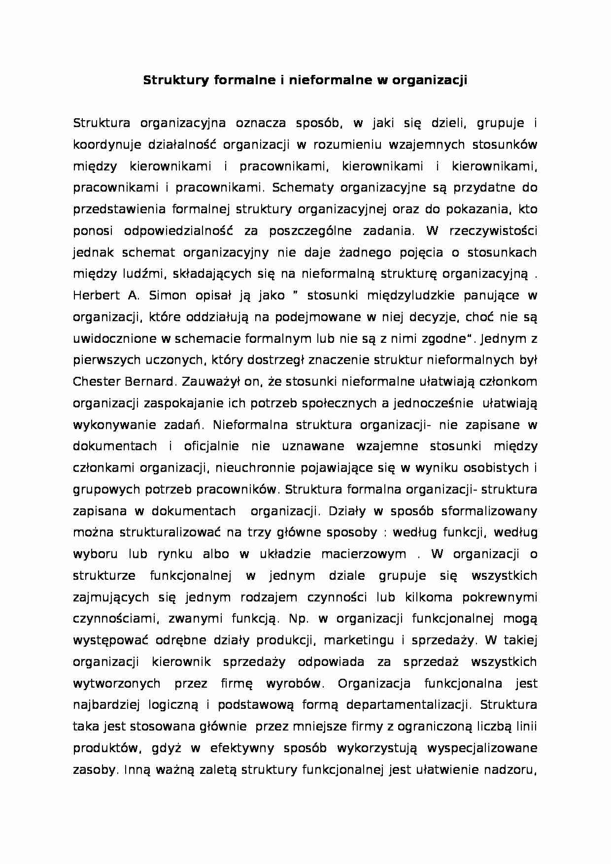 Struktury formalne i nieformalne w organizacji - strona 1