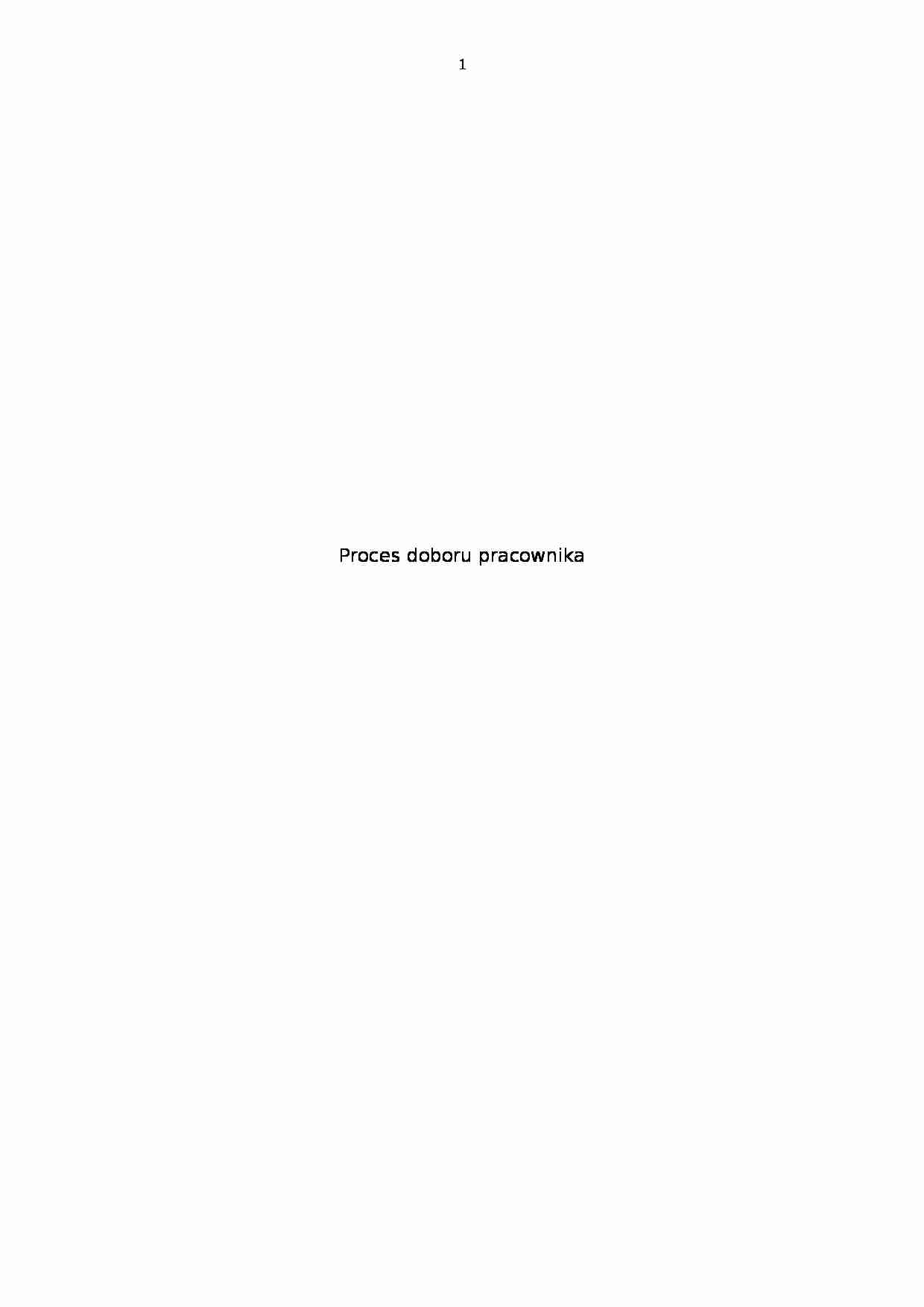 Proces doboru pracownika - strona 1