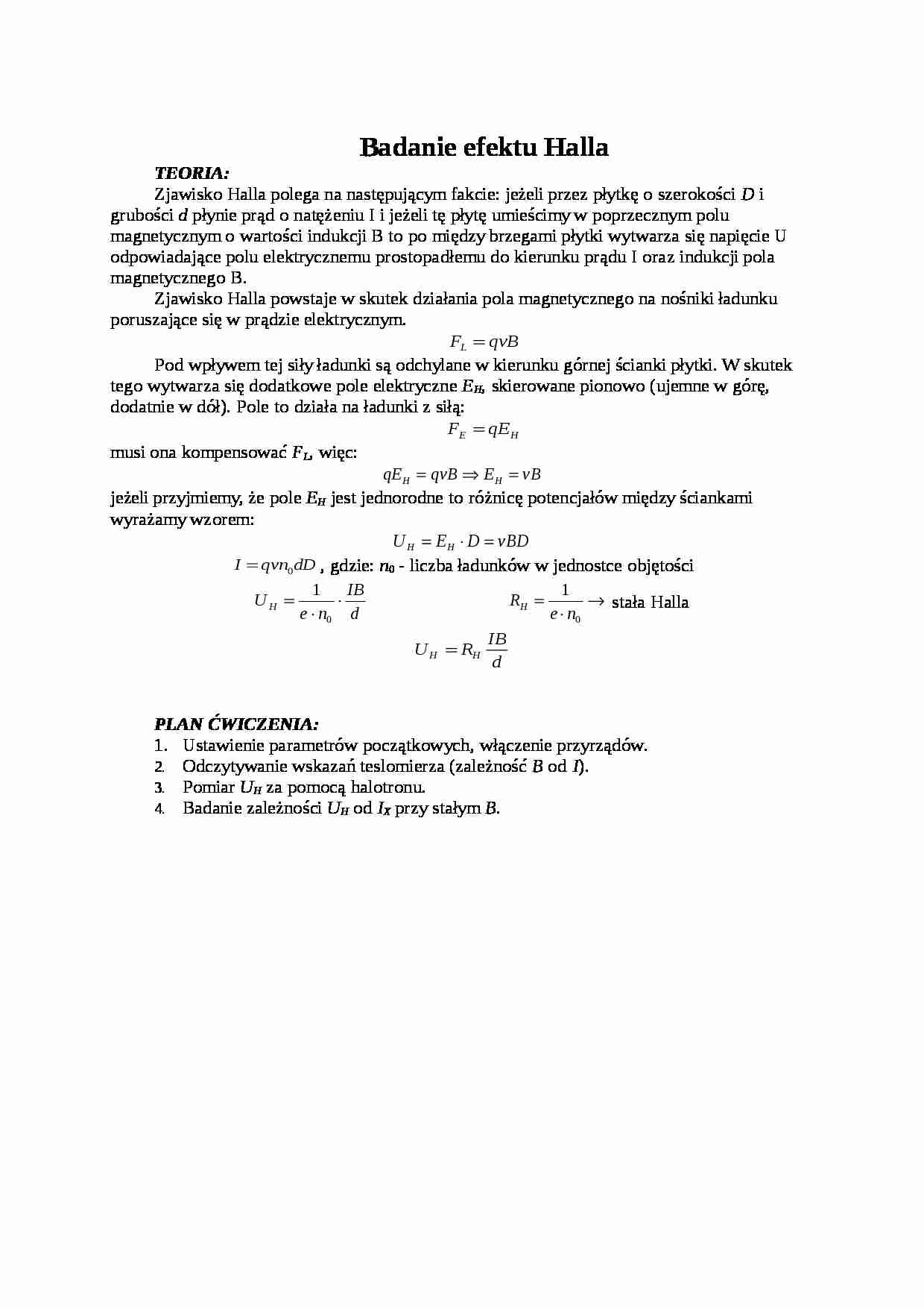 Badanie efektu Halla - strona 1