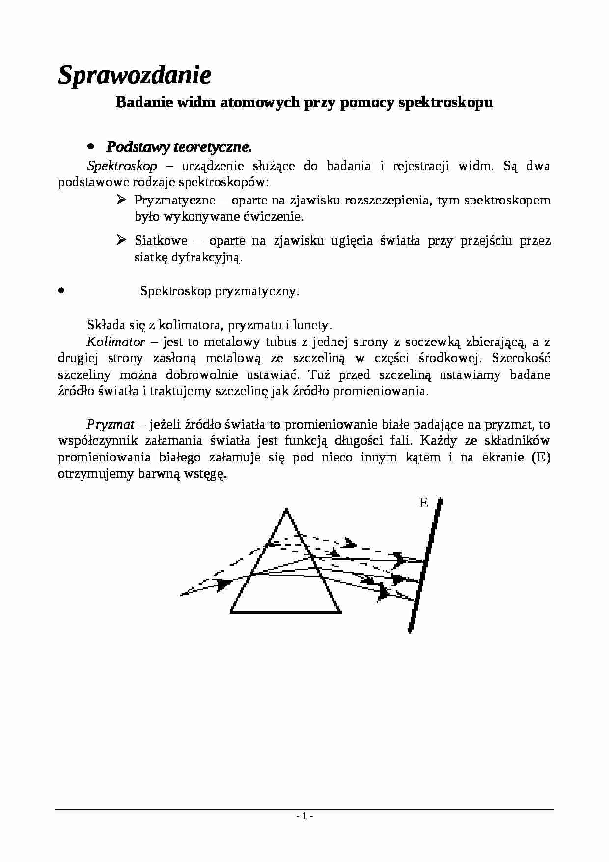 Badanie widm atomowych przy pomocy spektroskopu - strona 1