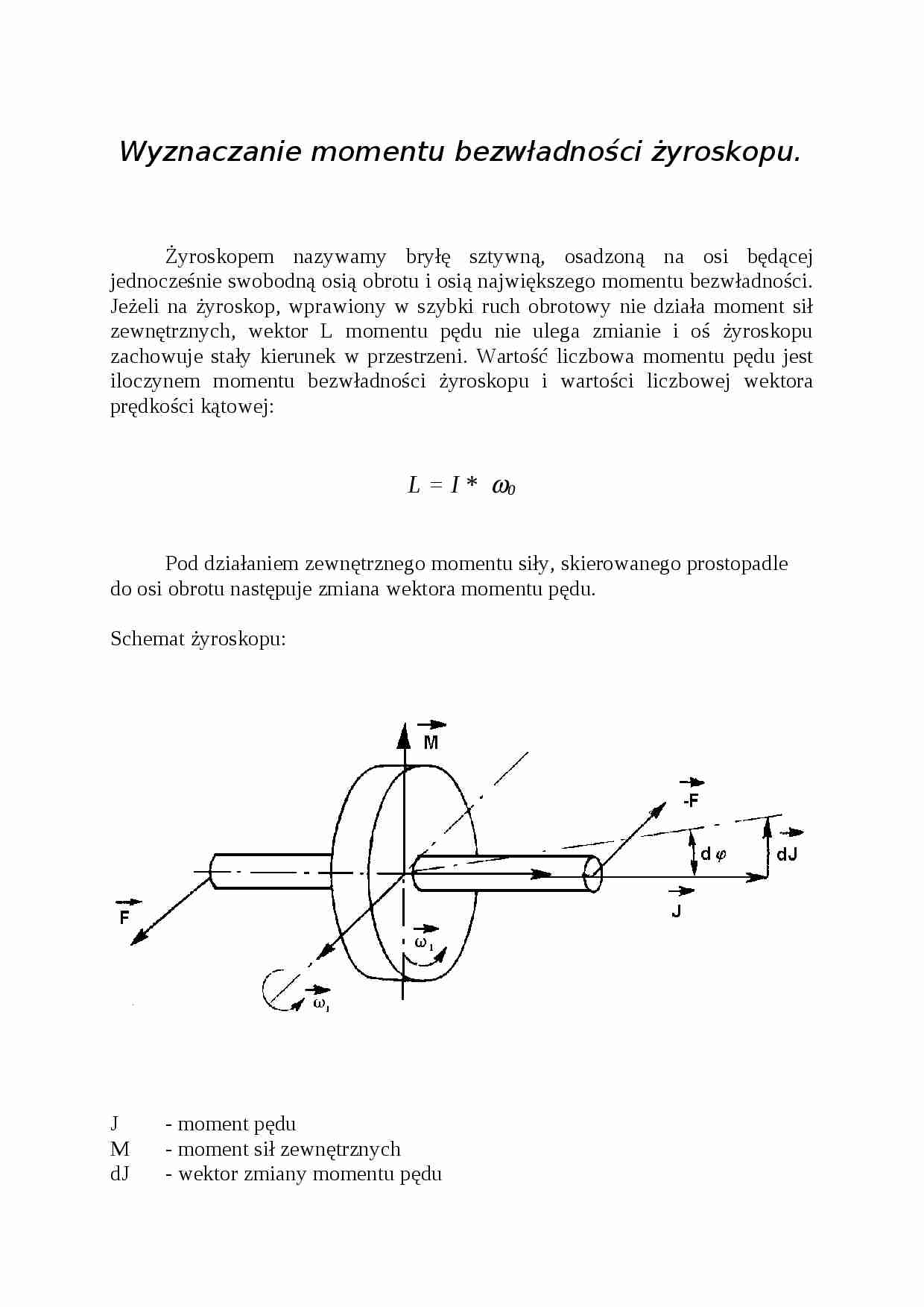 Wyznaczanie momentu bezwładności żyroskopu - strona 1