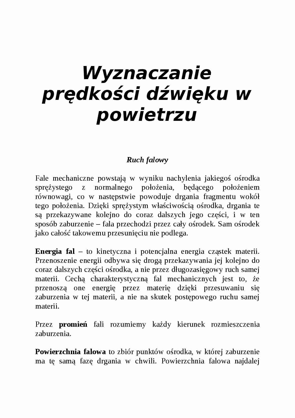 Wyznaczanie prędkości dźwięku w powietrzu - strona 1