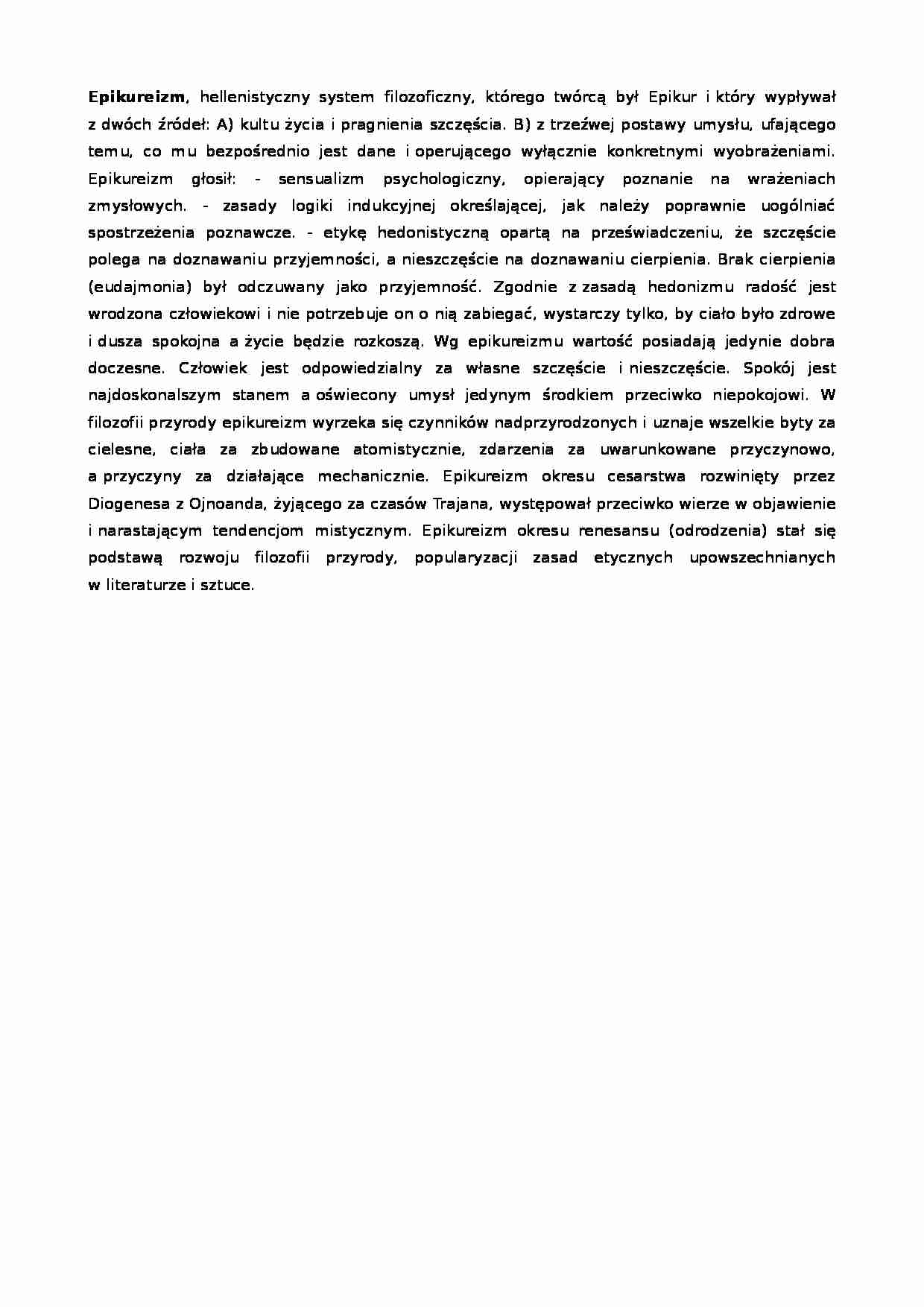 Epikureizm-opracowanie - strona 1