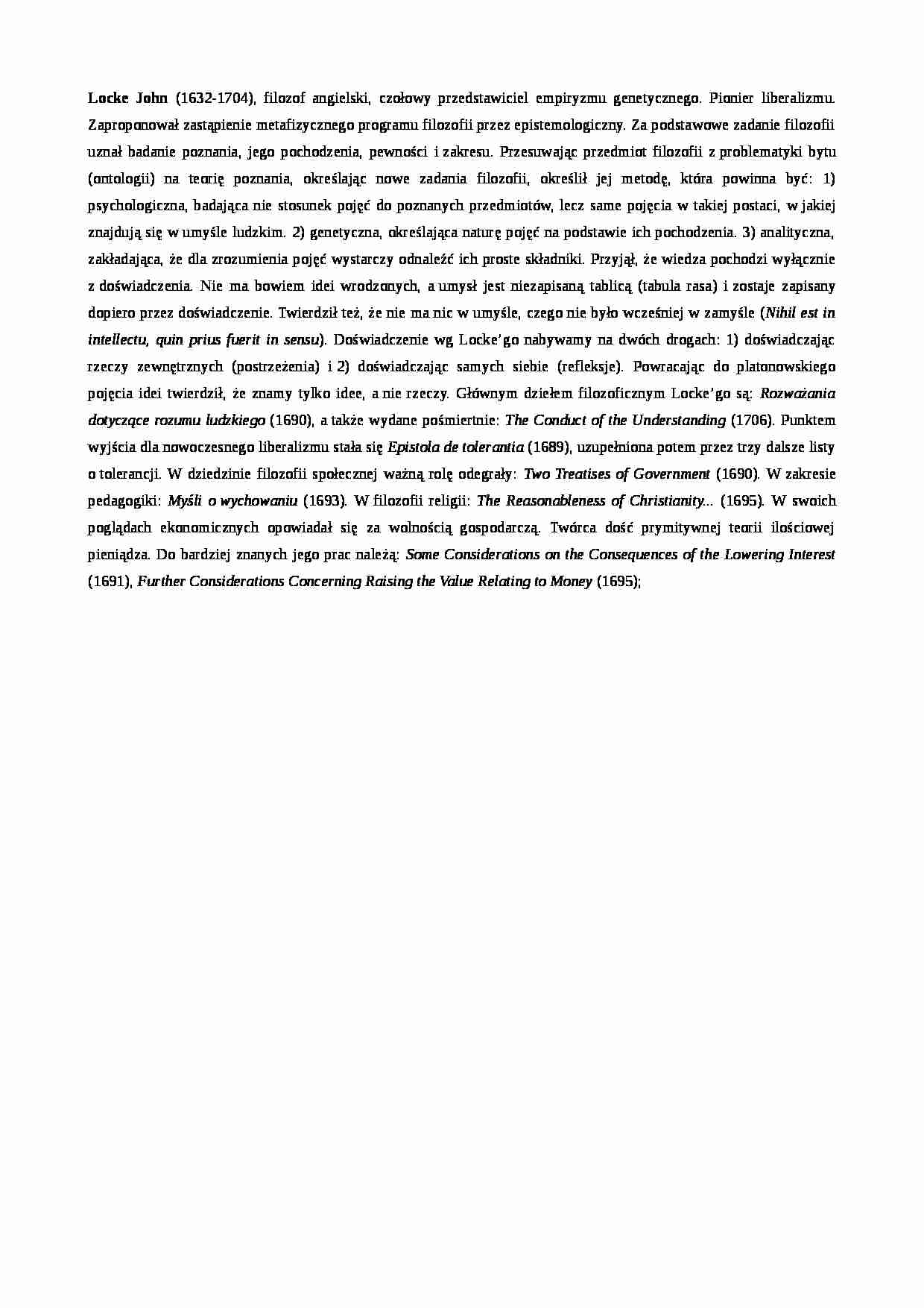 Locke John-poglądy - strona 1