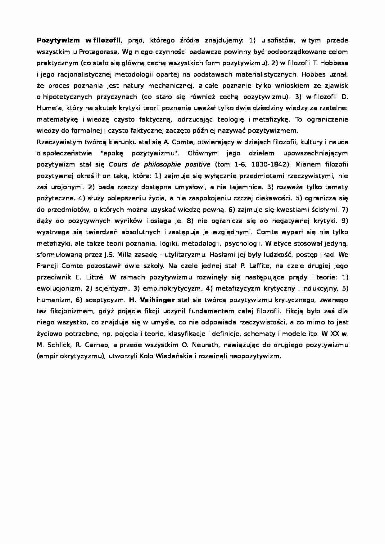 Pozytywizm w filozofii - strona 1