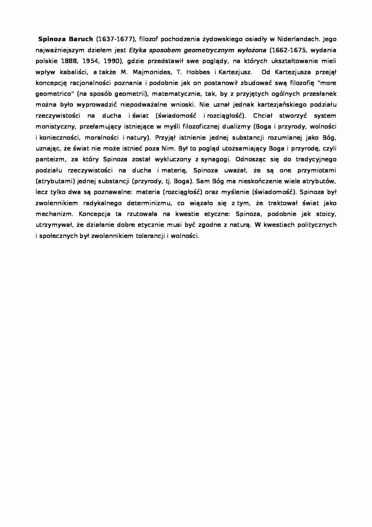 Spinoza Baruch - strona 1