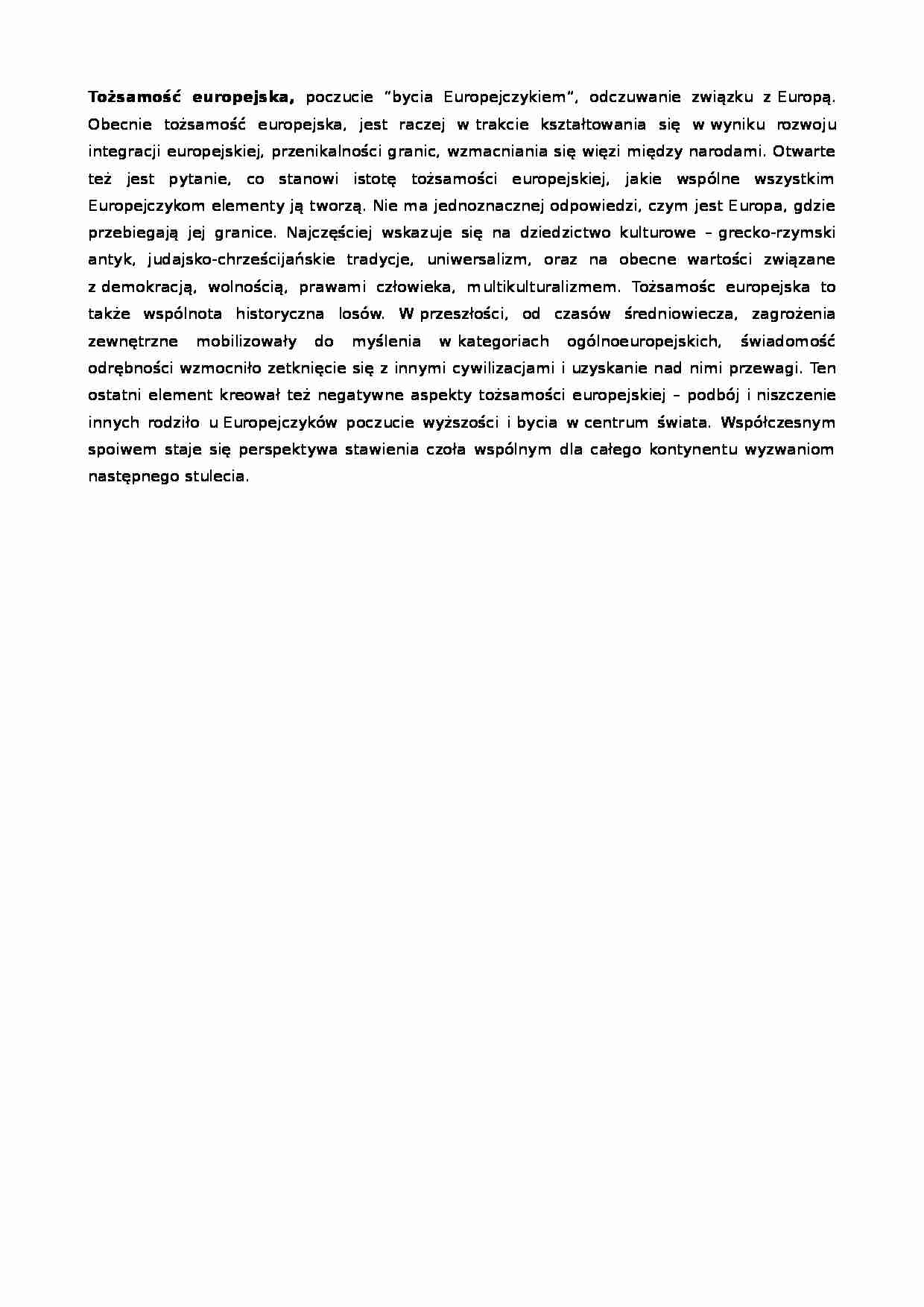 Tożsamość europejska - strona 1