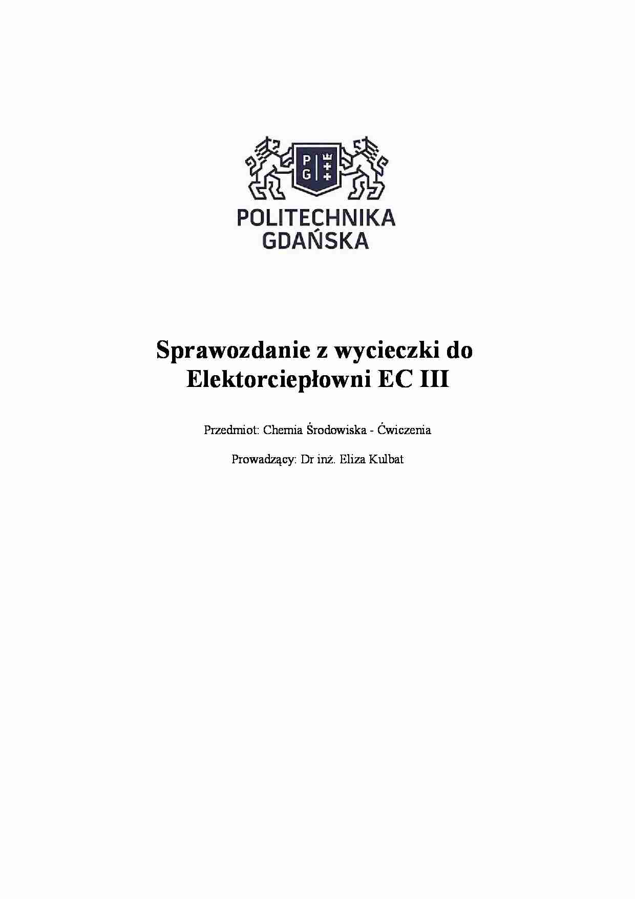 Sprawozdanie z wycieczki do Elektrociepłowni - strona 1