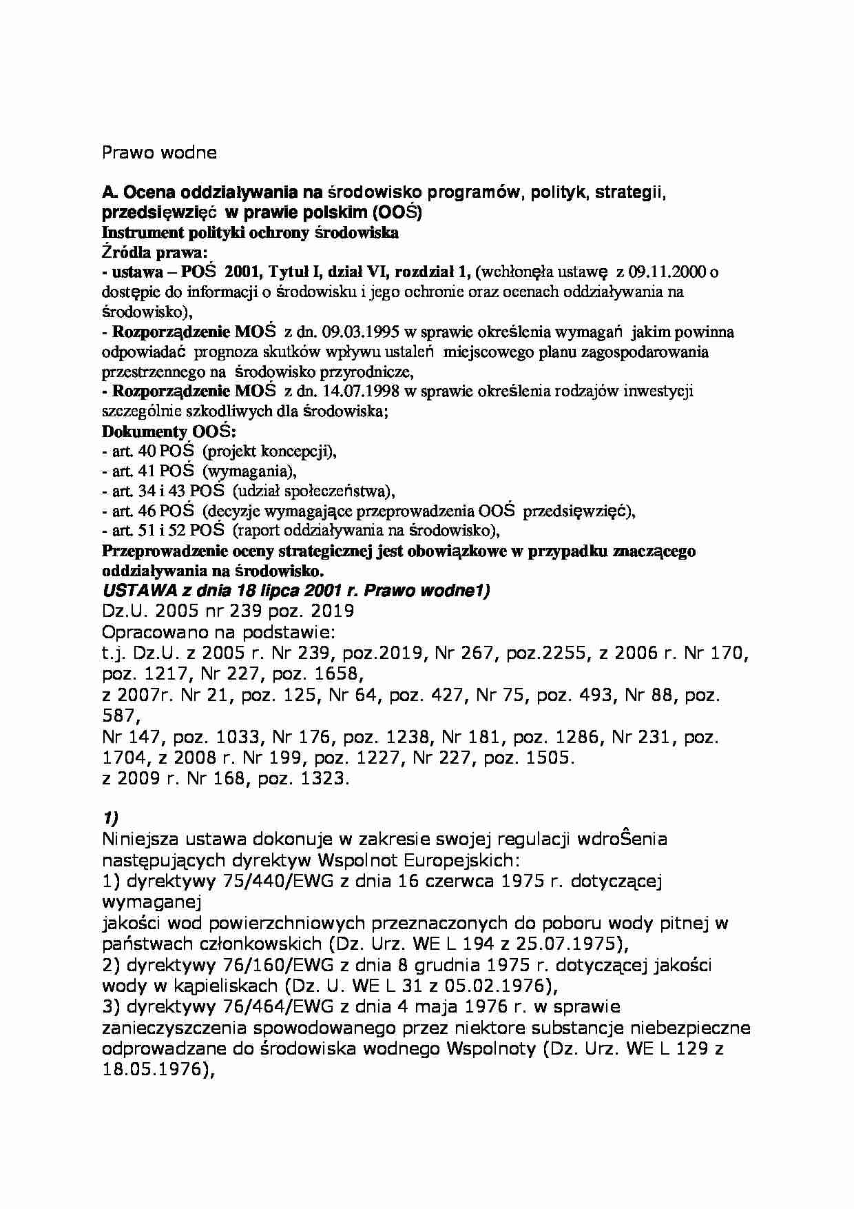 Ocena oddziaływania na środowisko programów, polityk, strategii, przedsięwzięć w prawie polskim - strona 1