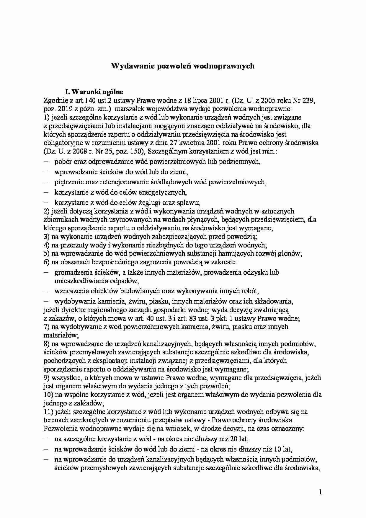 Wydawanie pozwoleń wodnoprawnych - strona 1