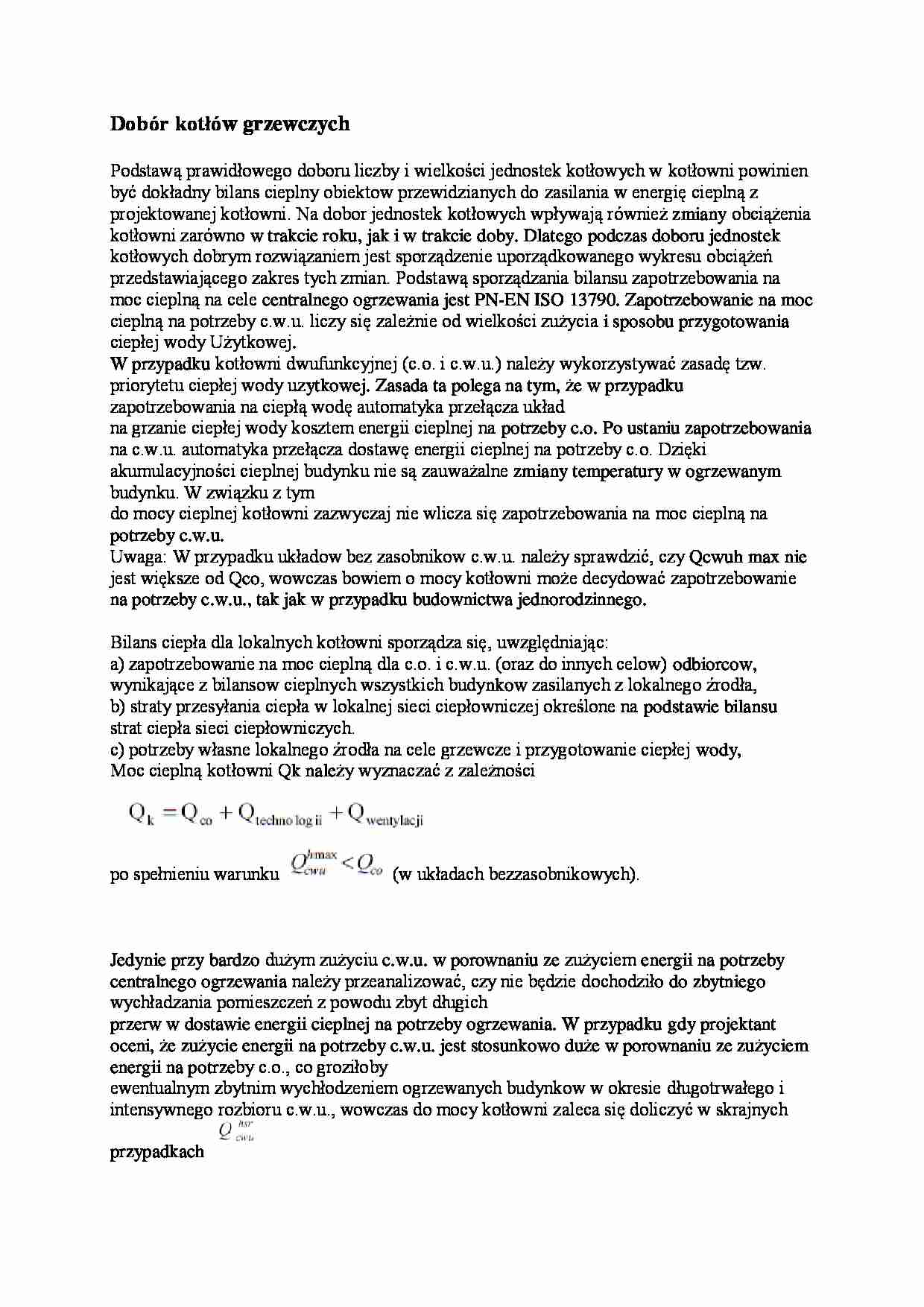  Dobór kotłów grzewczych - strona 1