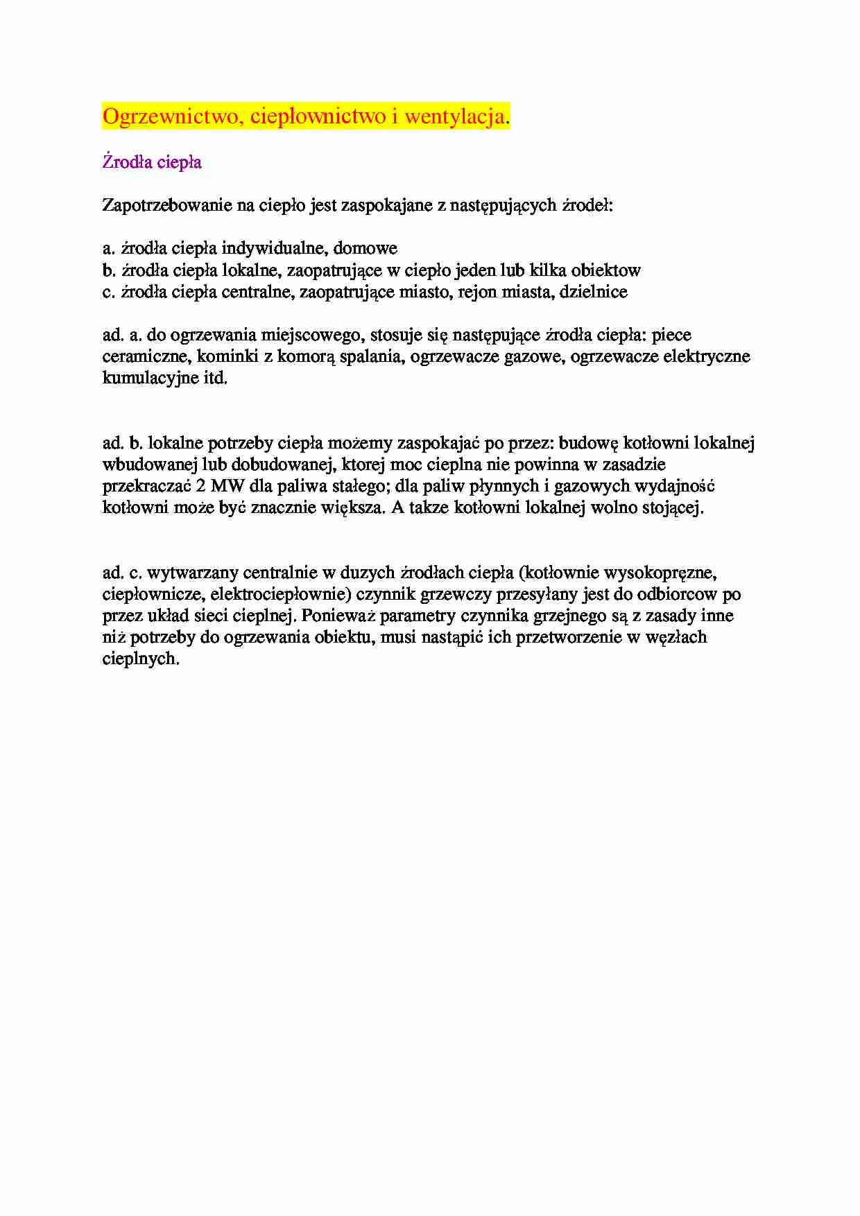 Ciepłownictwo i wentylacja-źródła ciepła - strona 1