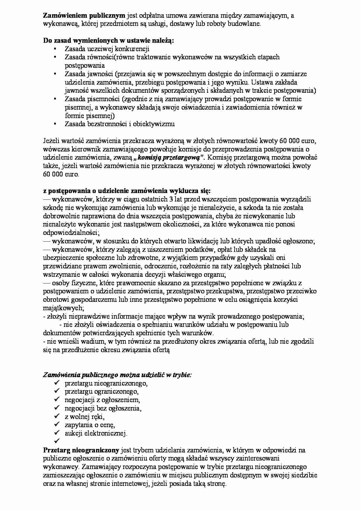 Prawo zamówień publicznych-materiały z ćwiczeń - strona 1