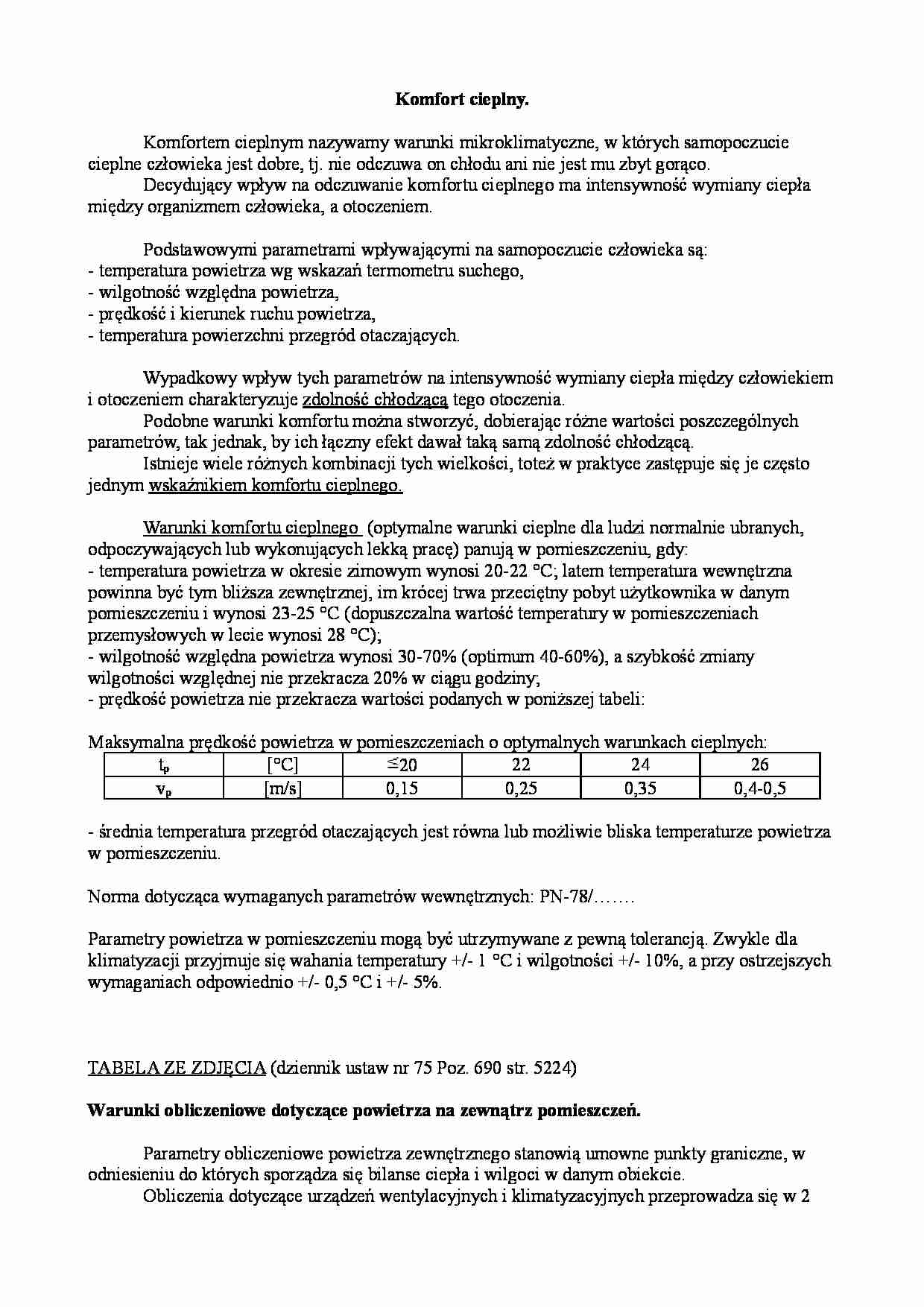  Komfort cieplny - strona 1
