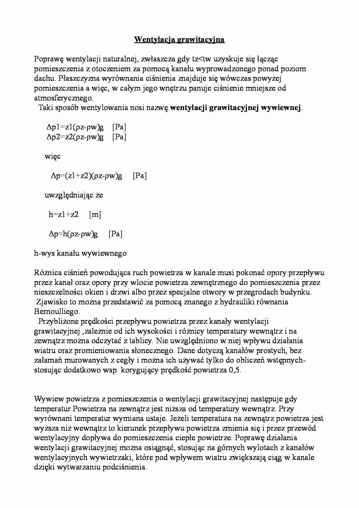 Wentylacja grawitacyjna - strona 1