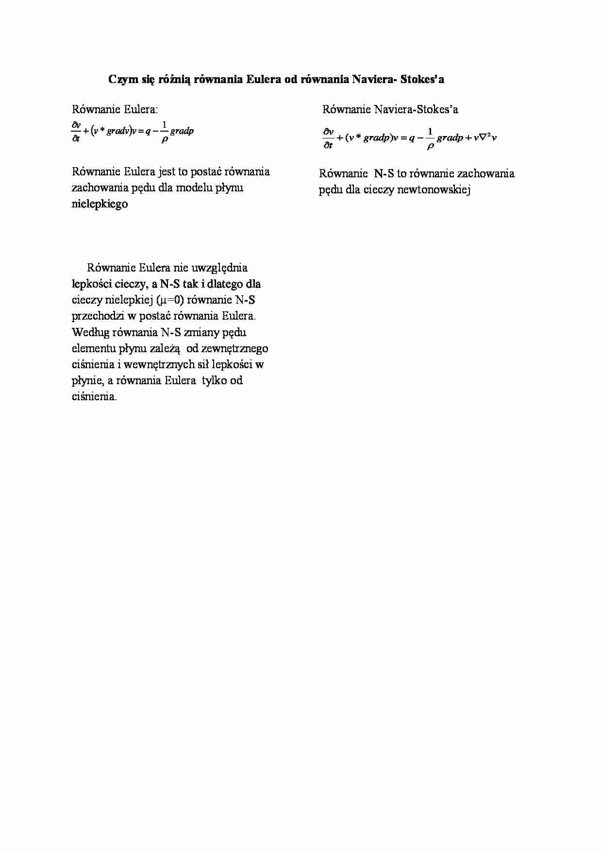 Równania Eulera od równania Naviera- Stokes’a - strona 1