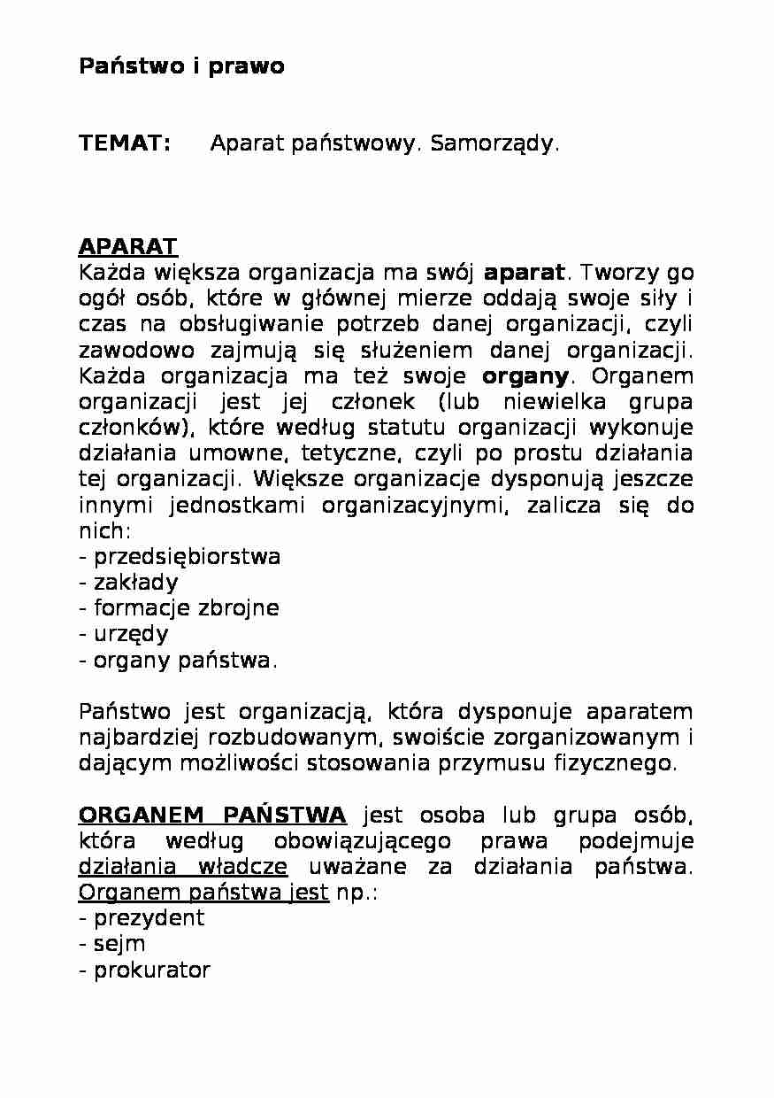 aparat panstwowy,samorzady (10 str) - strona 1