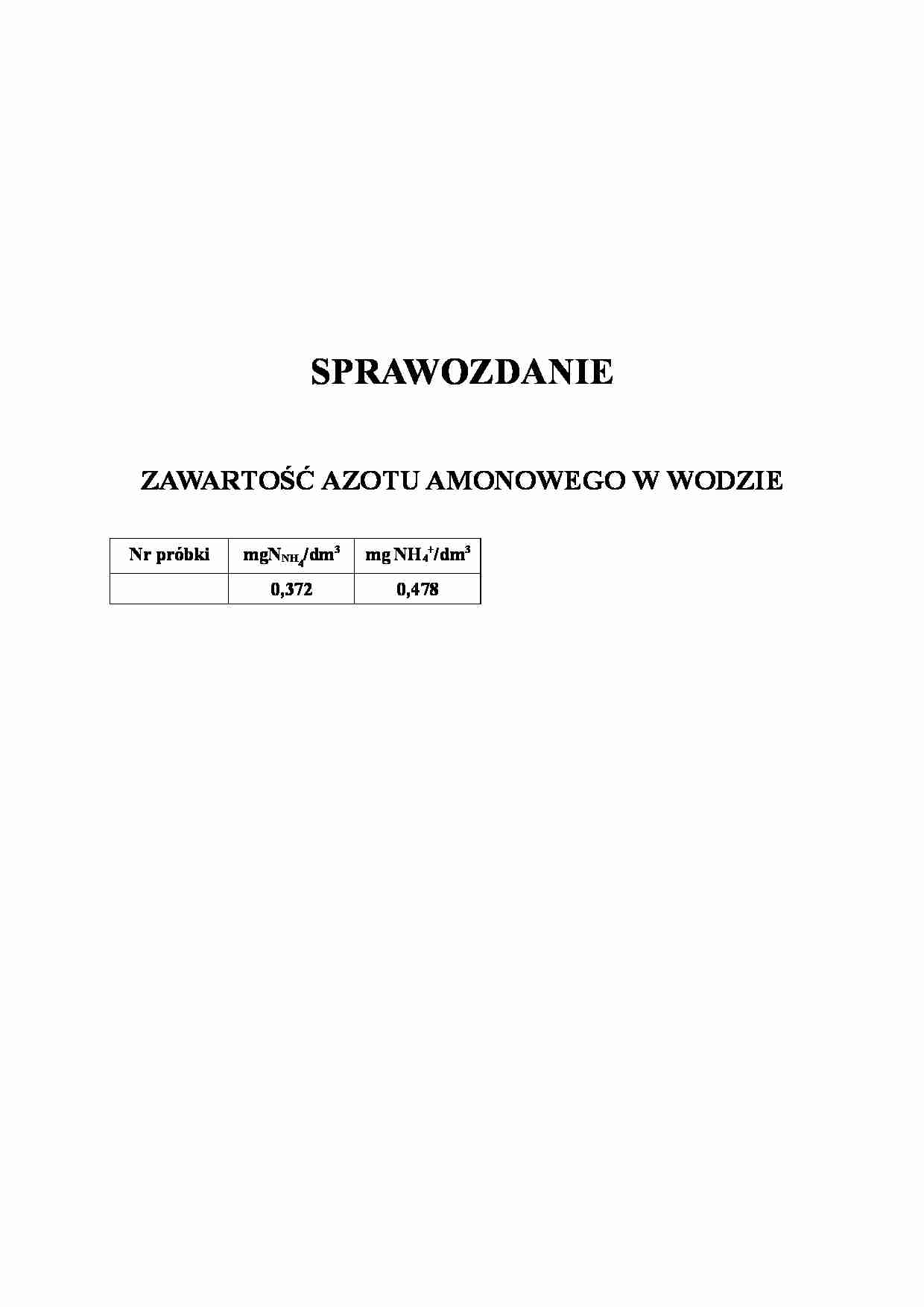 Zawartość azotu amonowego w wodzie - strona 1