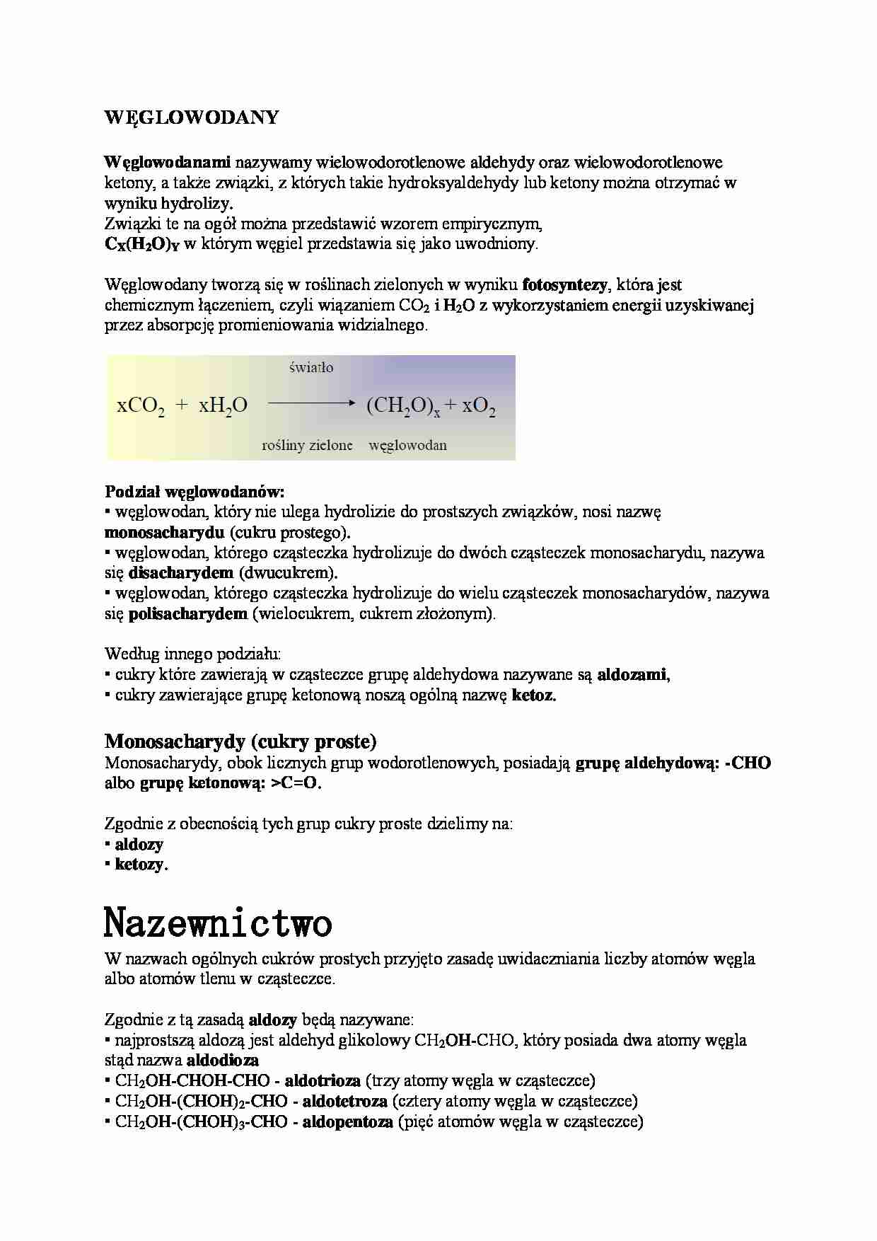 Węglowodany-opracowanie - strona 1