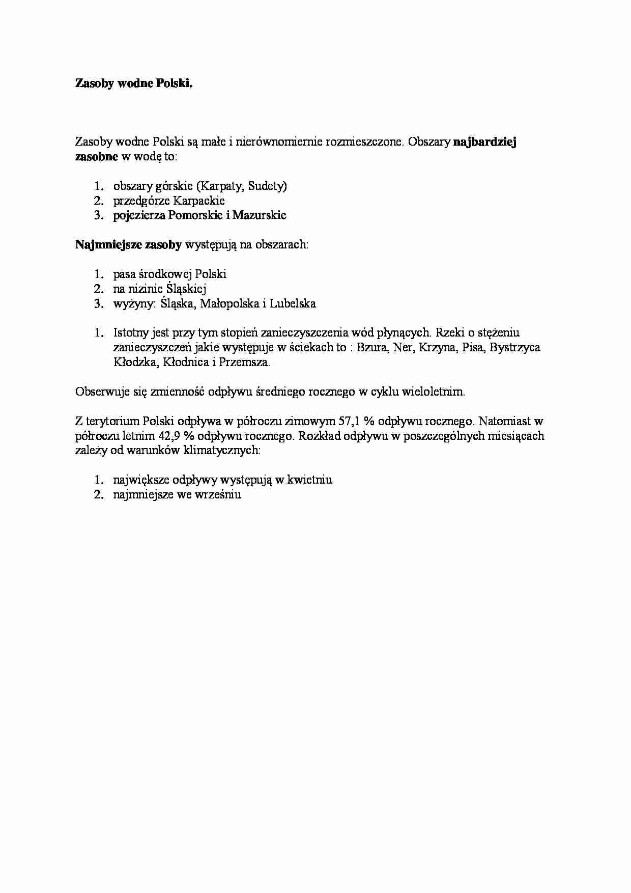 Zasoby wodne Polski - strona 1