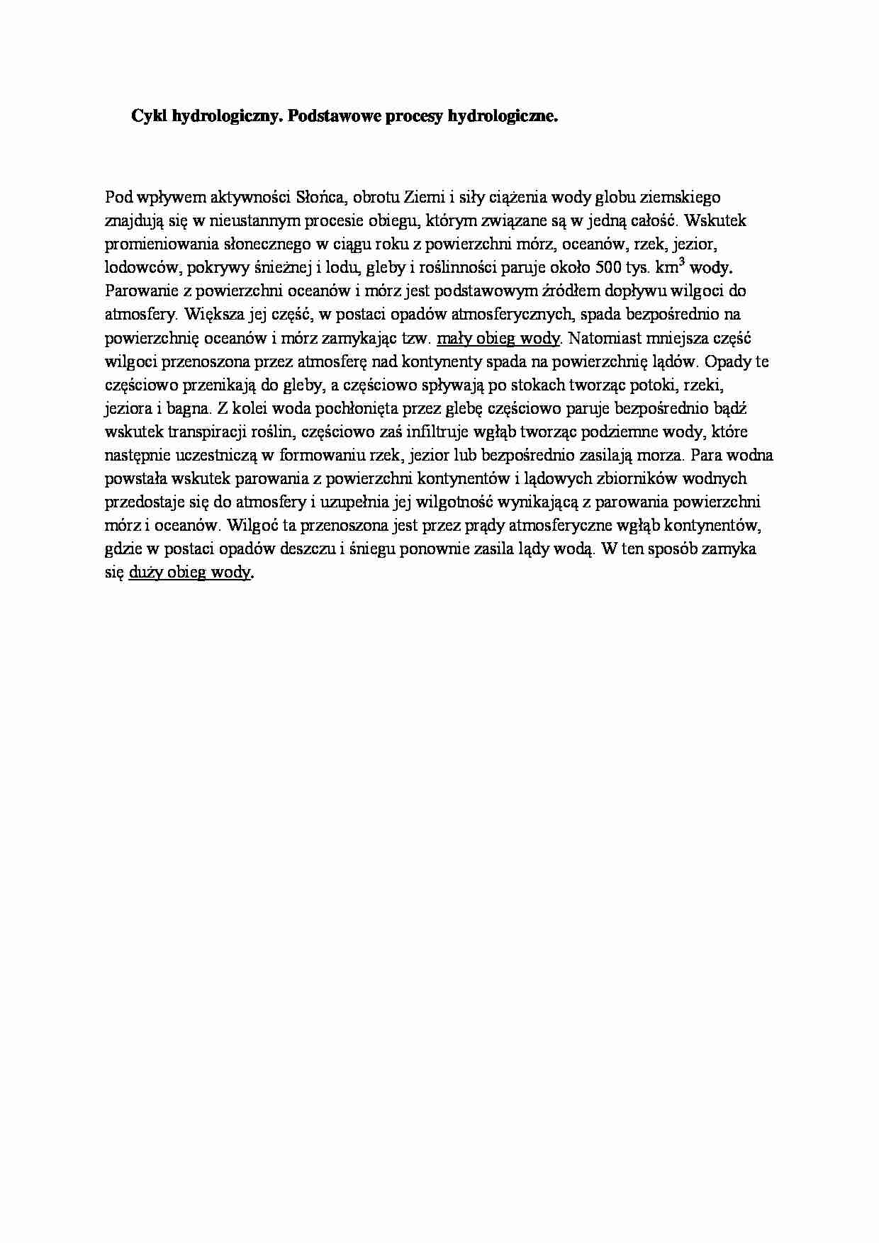 Cykl hydrologiczny-podstawowe procesy hydrologiczne - strona 1