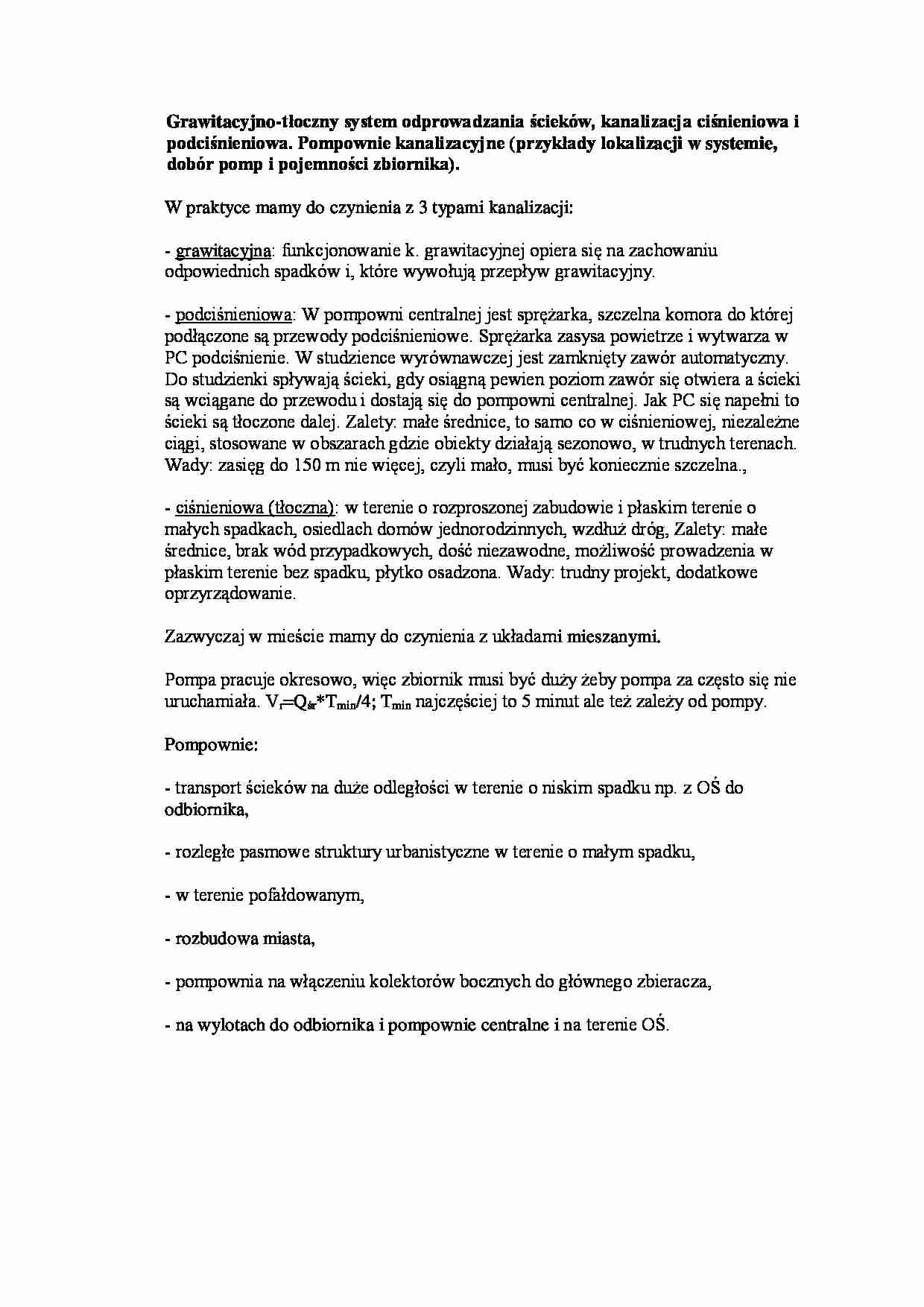 Grawitacyjno-tłoczny system odprowadzania ścieków - strona 1