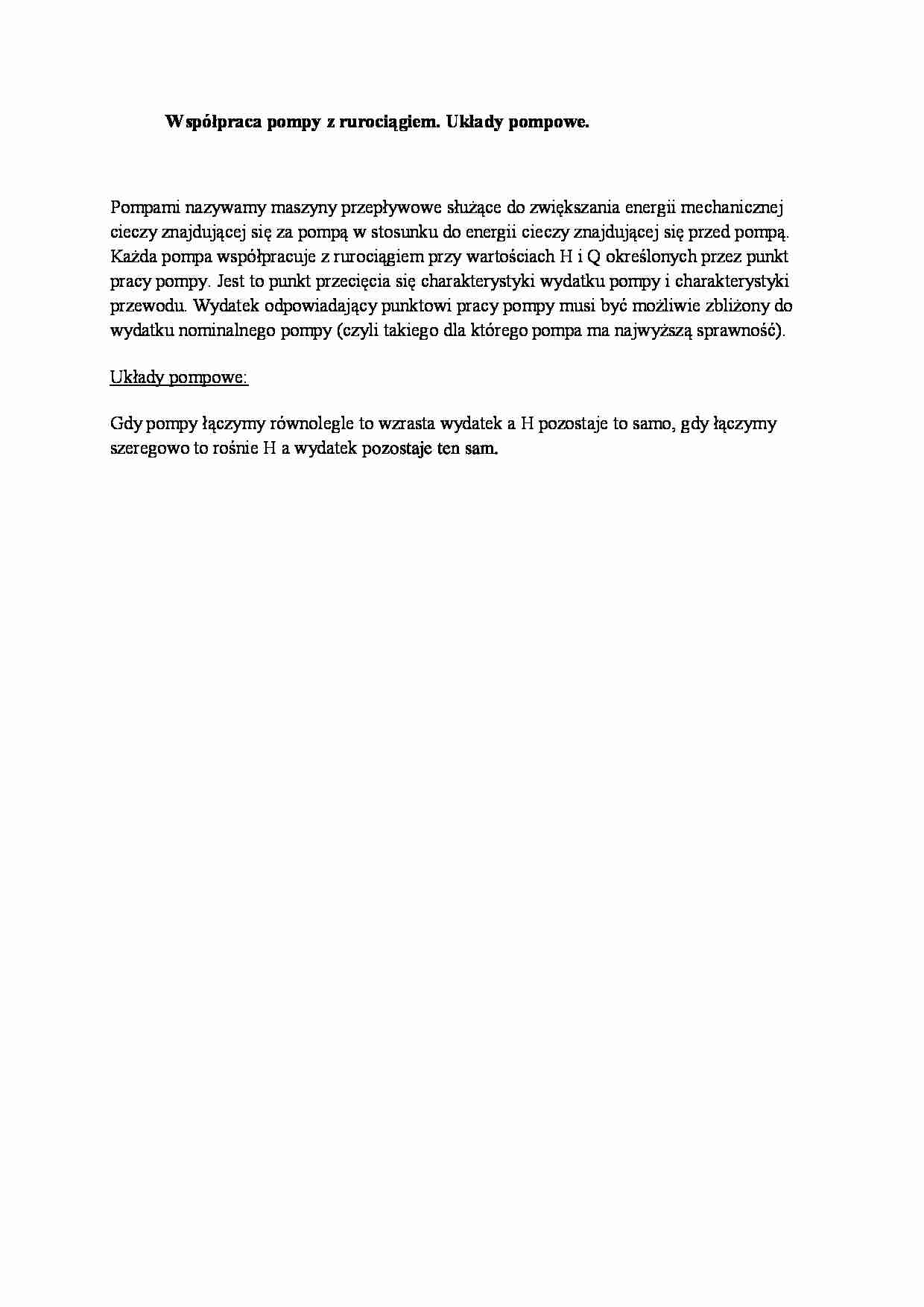 Współpraca pompy z rurociągiem - strona 1