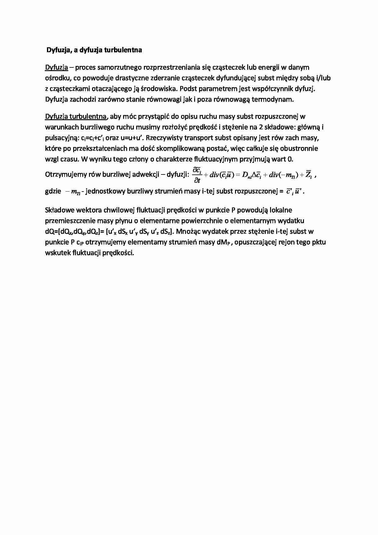 Dyfuzja, a dyfuzja turbulentna - strona 1