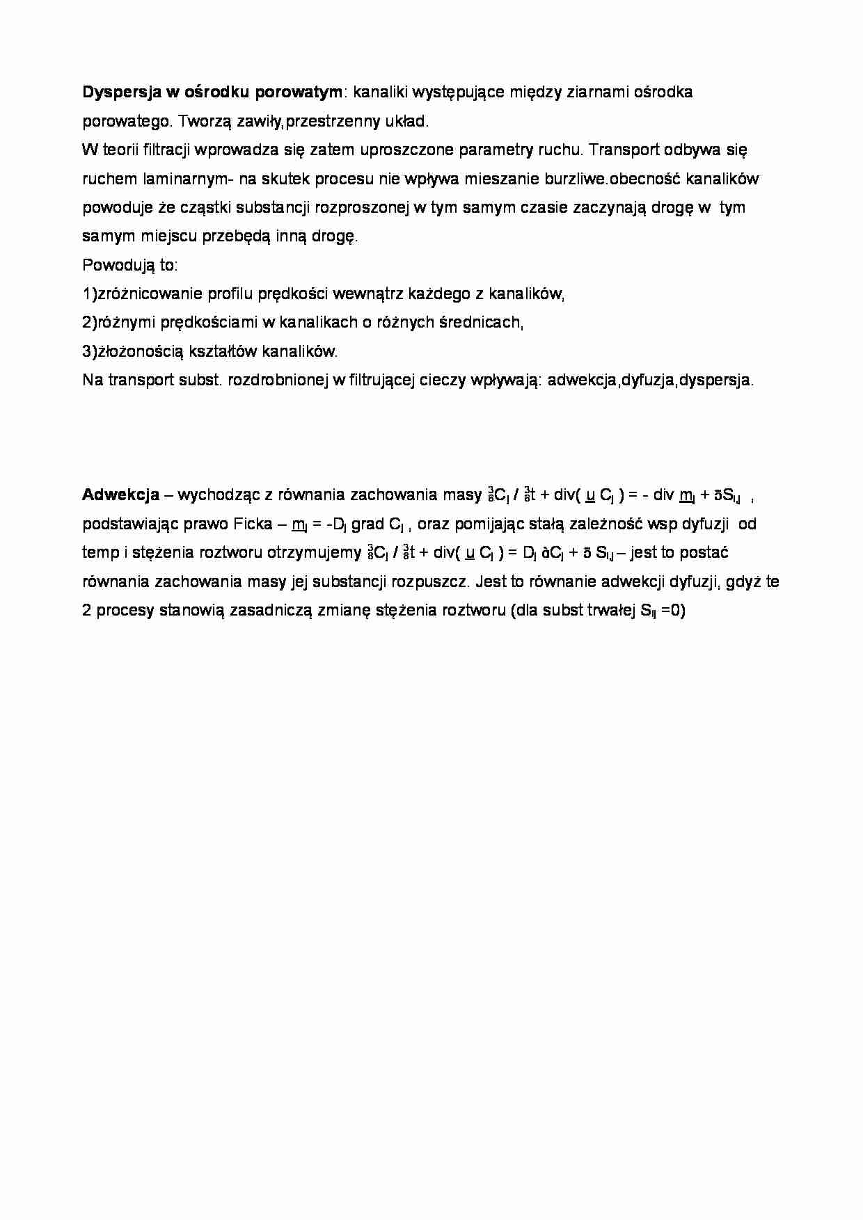 Dyspersja w ośrodku porowatym - strona 1