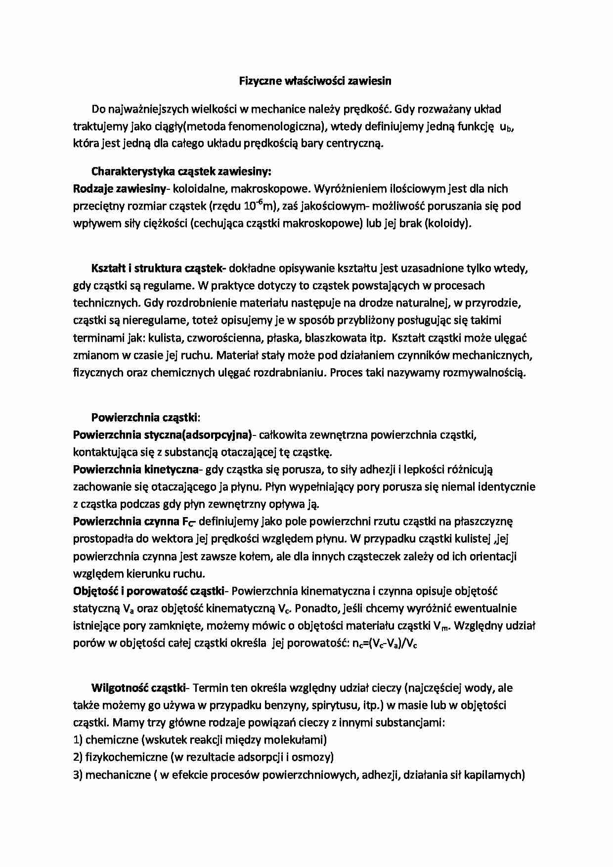 Fizyczne właściwości zawiesin - strona 1