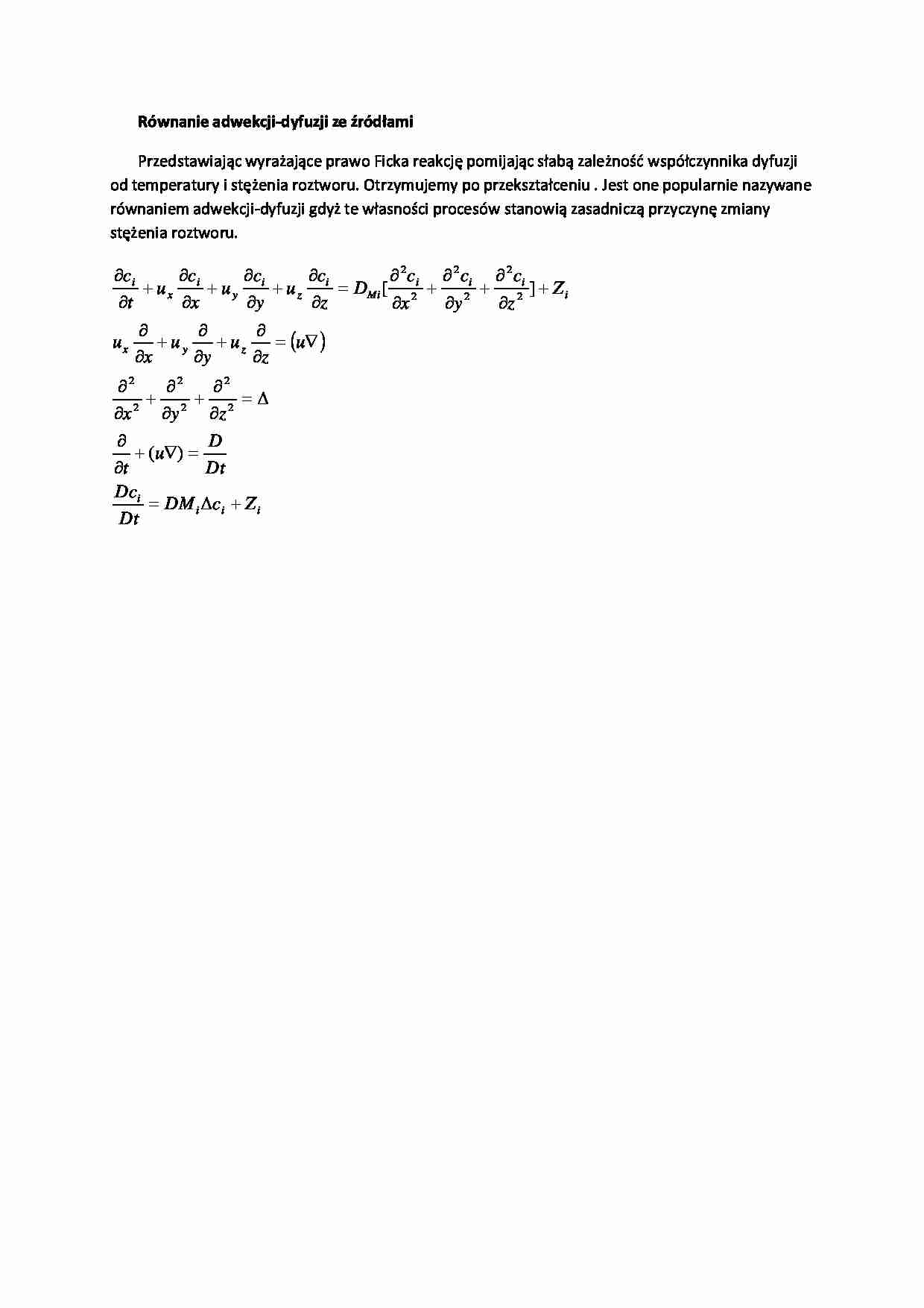 Równanie adwekcji-dyfuzji ze źródłami - strona 1