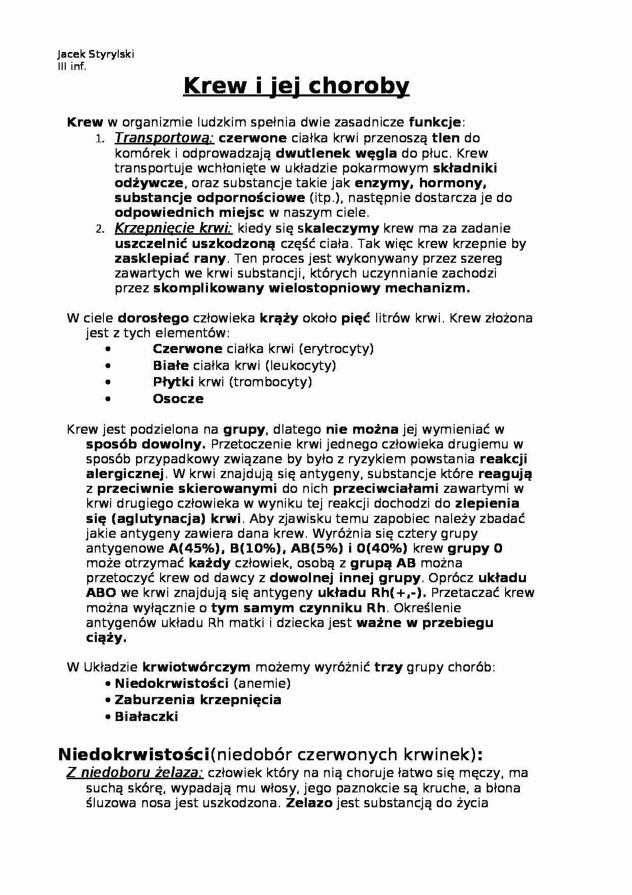 Krew i jej choroby- anatomia - strona 1