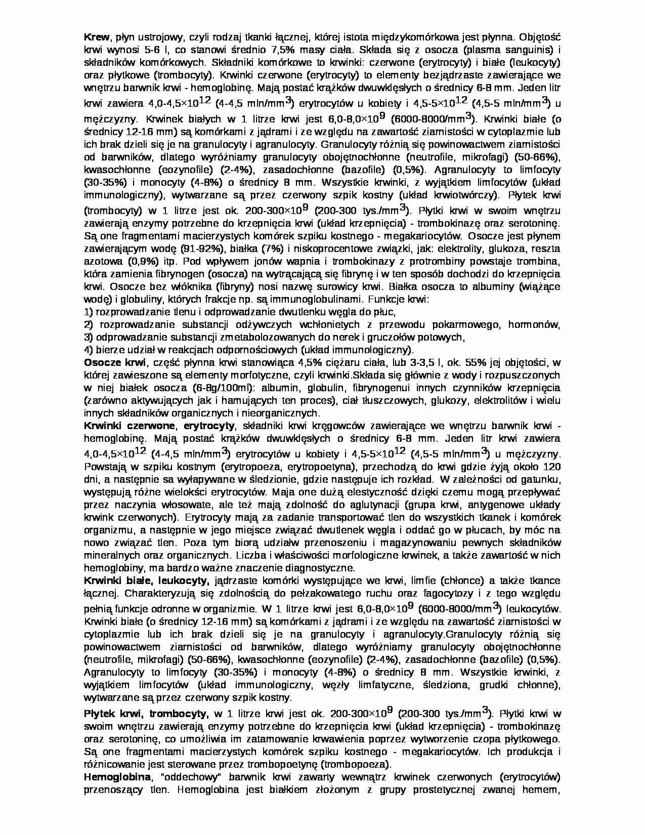 Krew i limfa- anatomia - strona 1