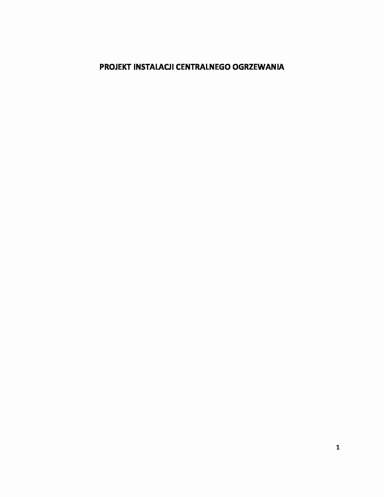 Opis techniczny projektu instalacji centralnego ogrzewania - strona 1