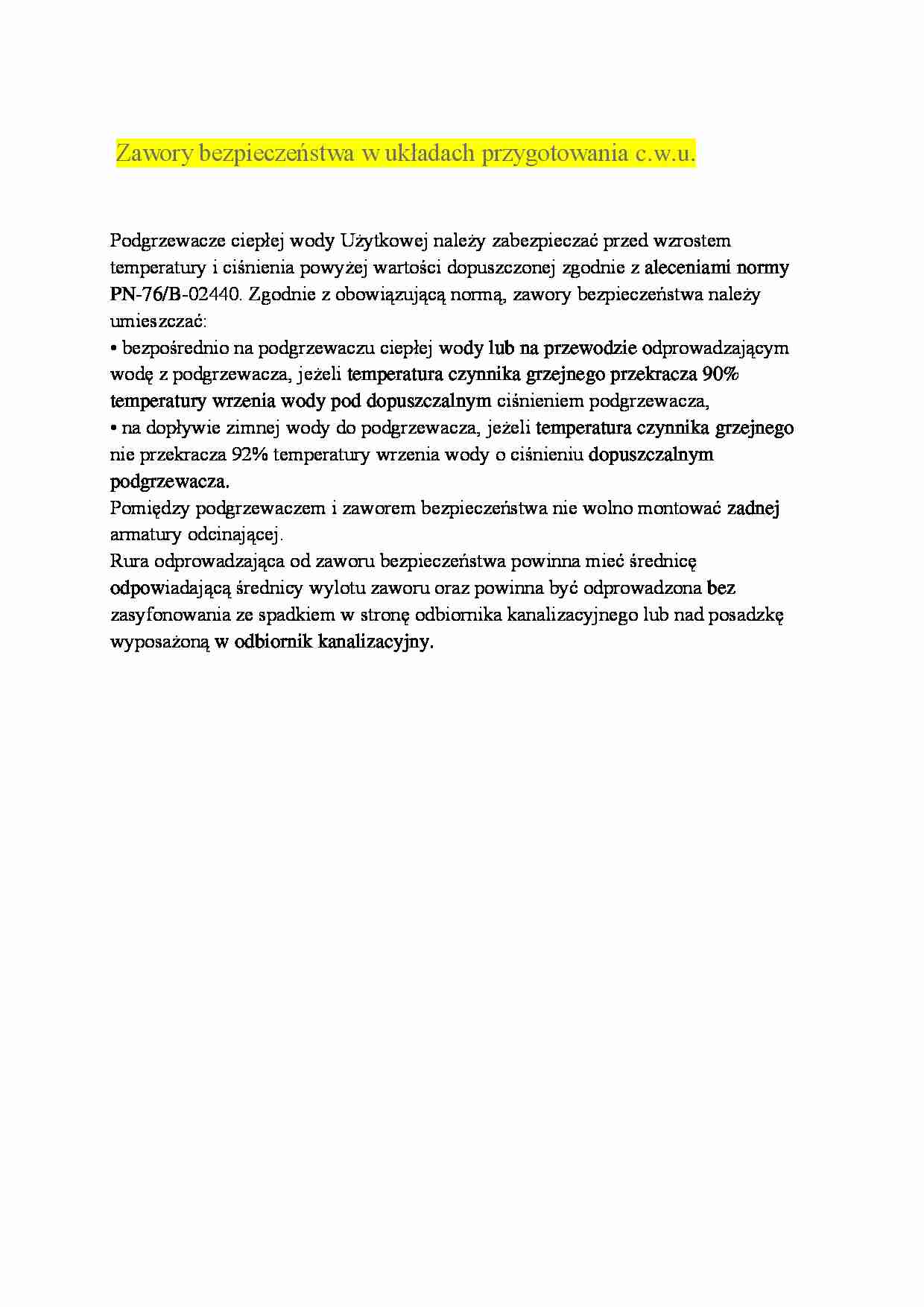 Zawory bezpieczeństwa w układach przygotowania ciepłej wody użytkowej - strona 1