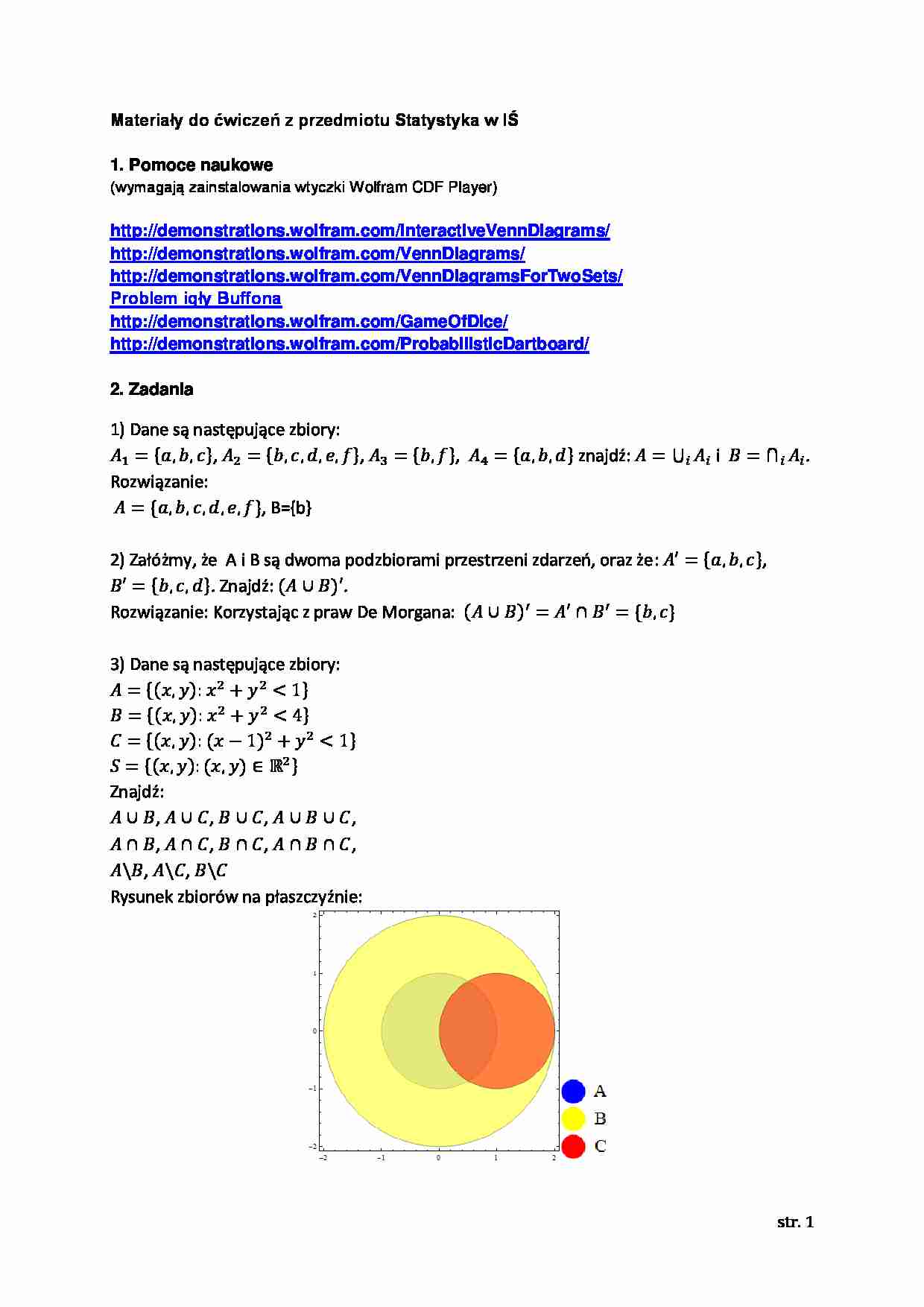 Materiały do ćwiczeń ze statystyki - strona 1