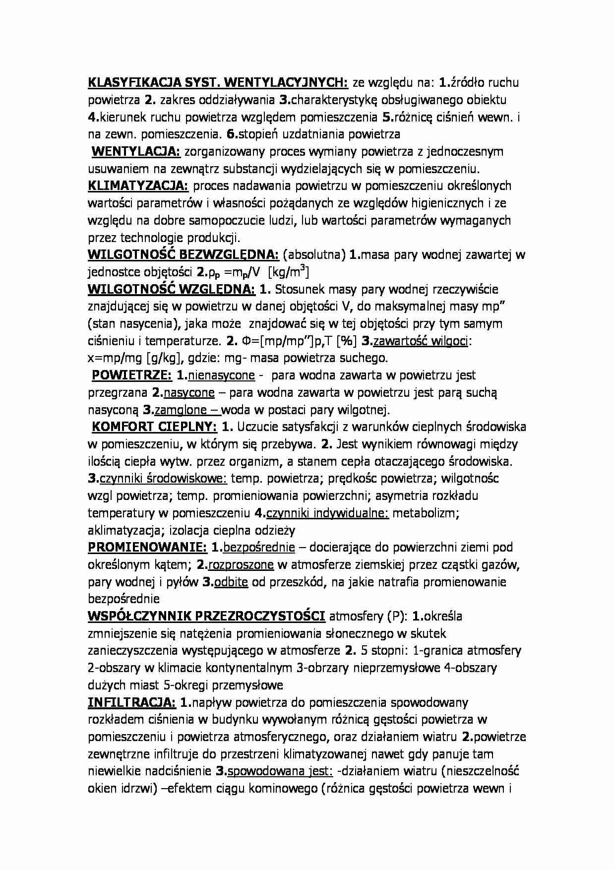 Pojęcia na kolokwium-wentylacja i klimatyzacja - strona 1