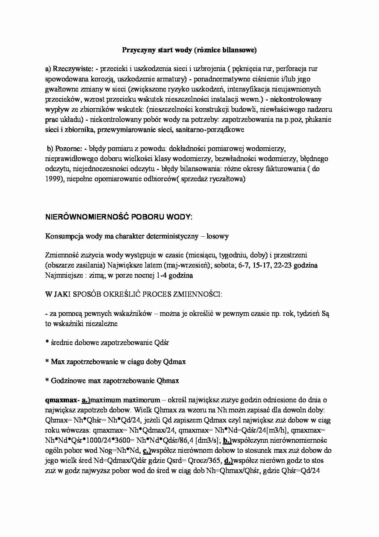 Przyczyny start wody (róznice bilansowe) - strona 1