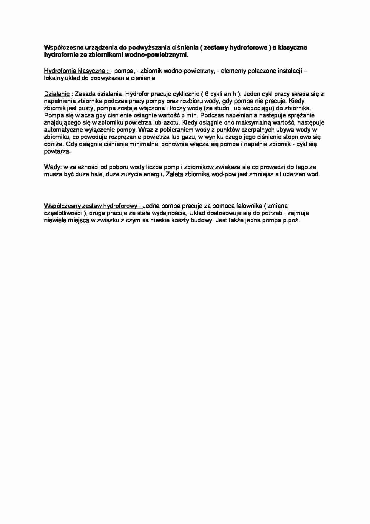 Współczesne urządzenia do podwyższania ciśnienia  - strona 1