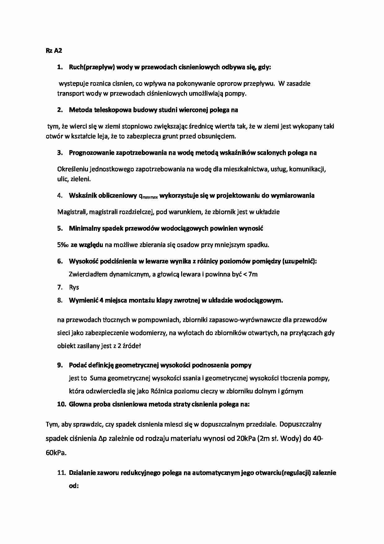 Zadania z egzaminu-wodociągi i kanalizacje - strona 1