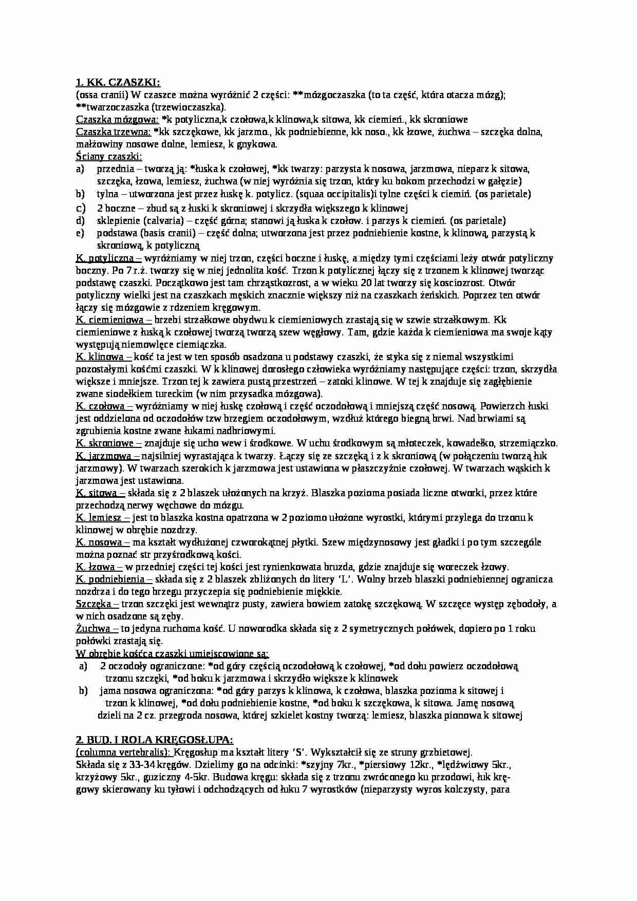 egzamin anatomia - pyt opracowane- anatomia - strona 1