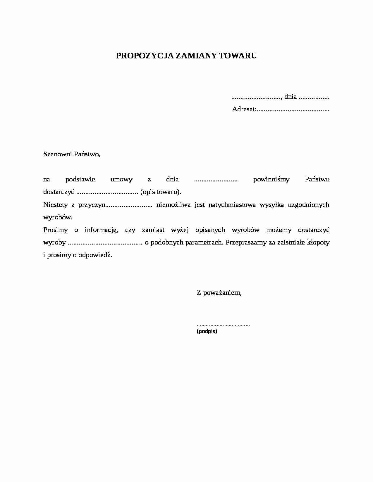 Propozycja zamiany towaru - strona 1