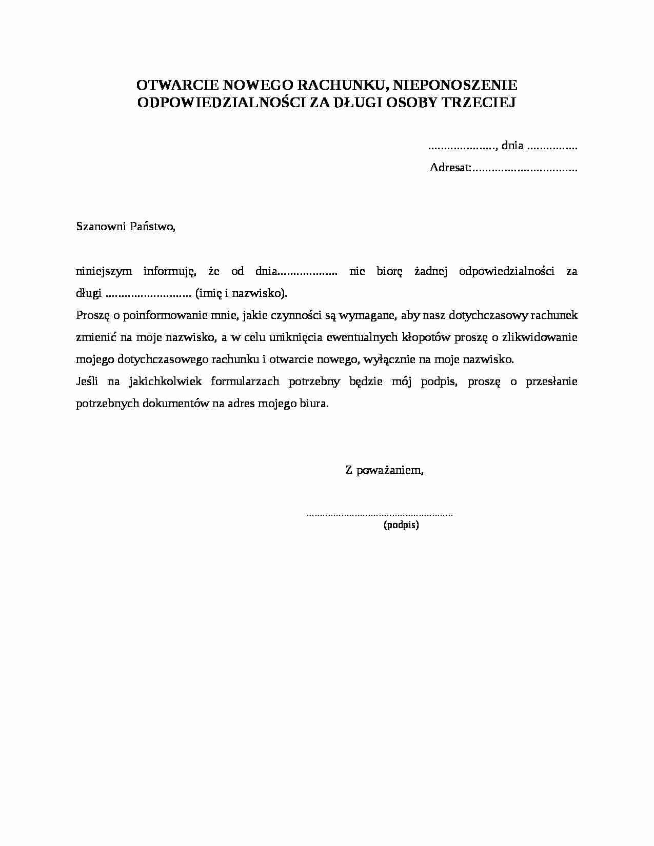 Otwarcie nowego rachunku - strona 1