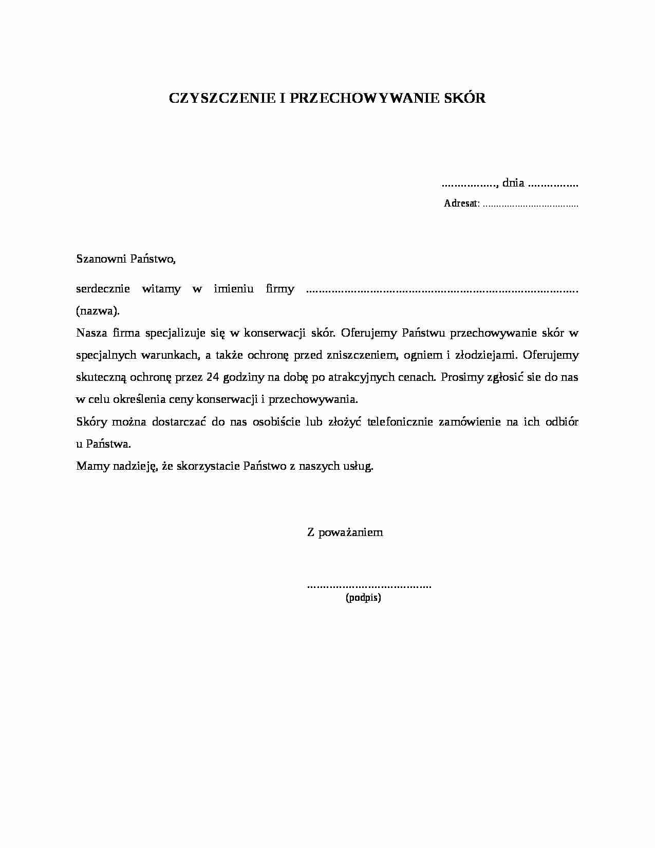 Wzór-Czyszczenie i przechowywanie skór - strona 1