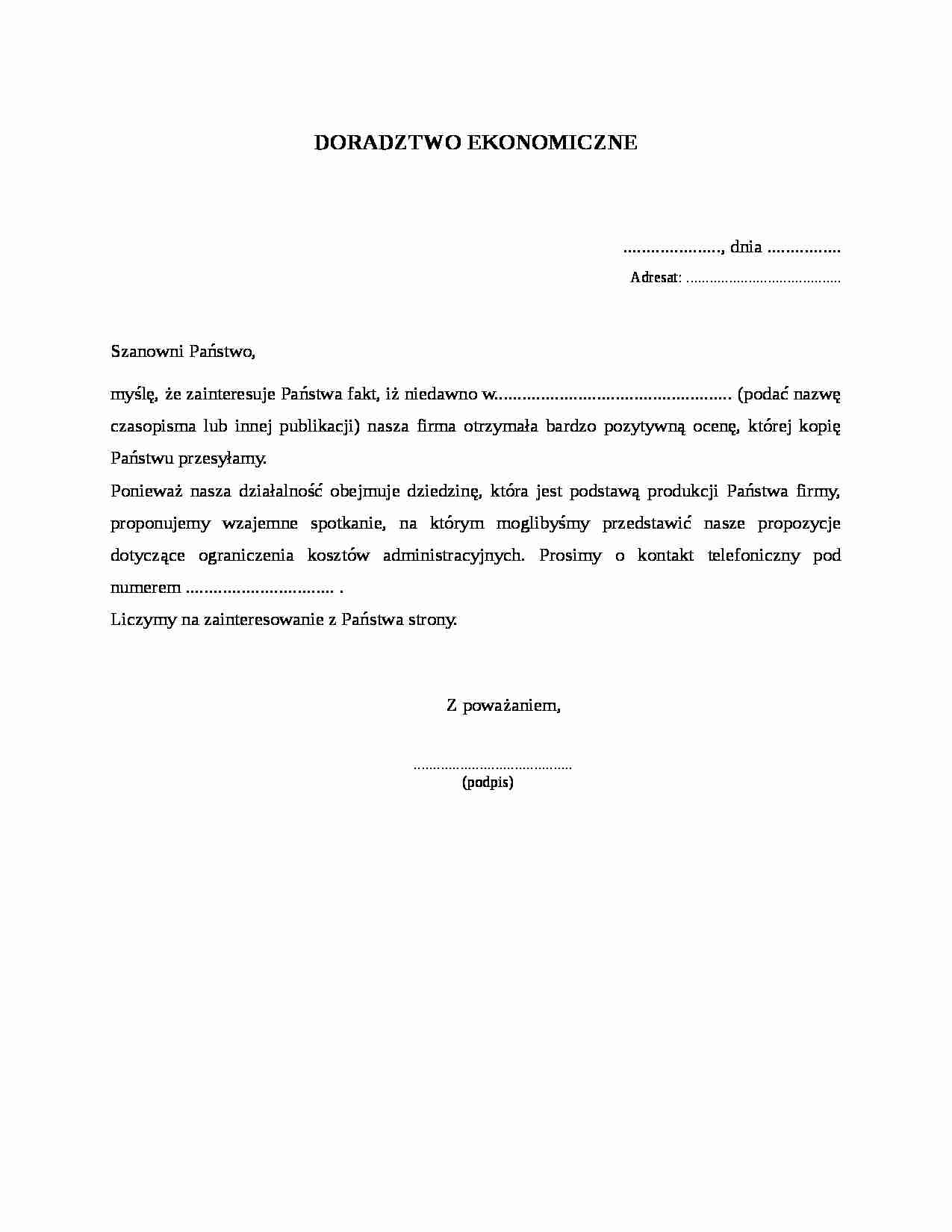 Wzór-Doradztwo ekonomiczne - strona 1