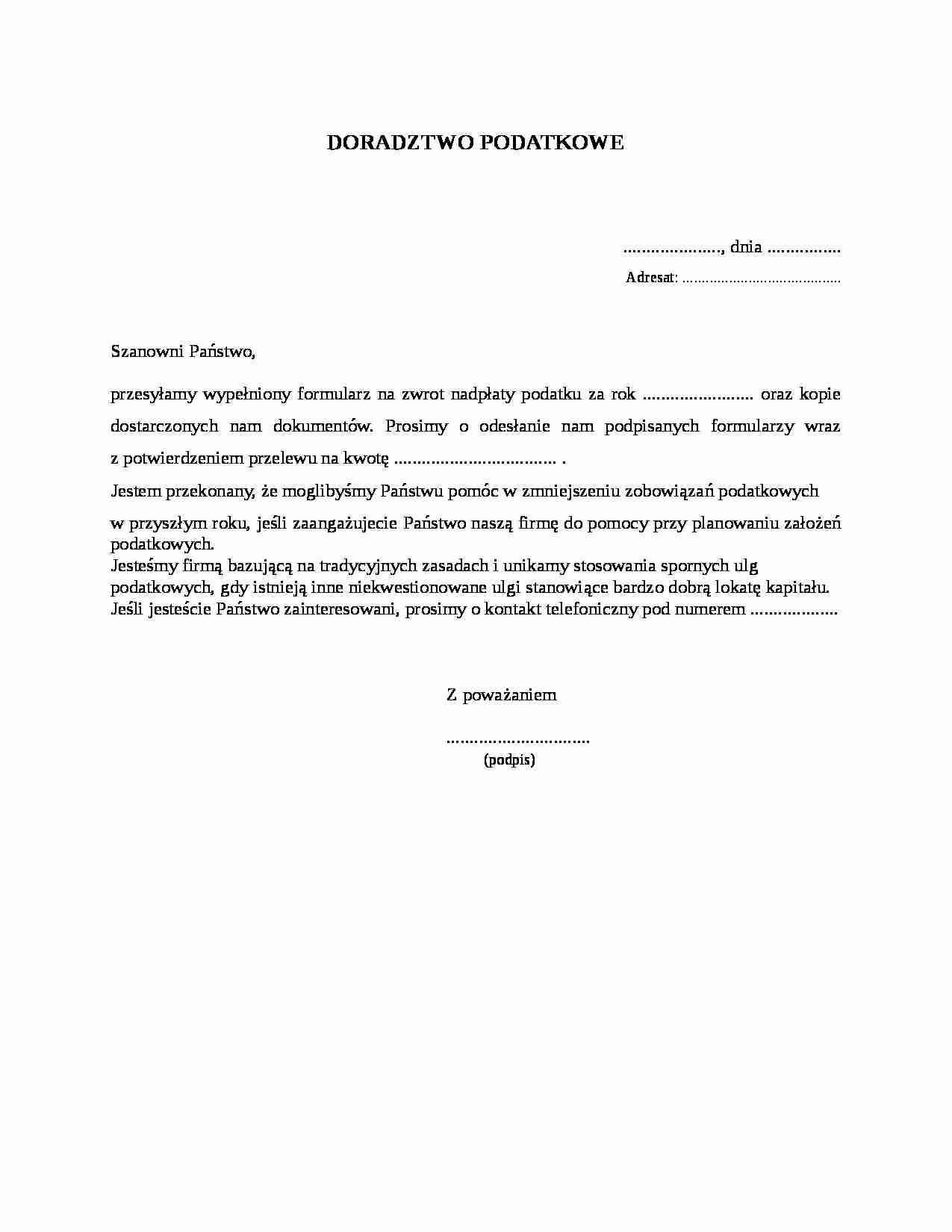 Wzór-Doradztwo podatkowe - strona 1