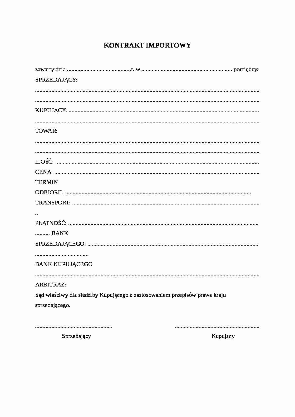 Wzór-Kontrakt importowy - strona 1