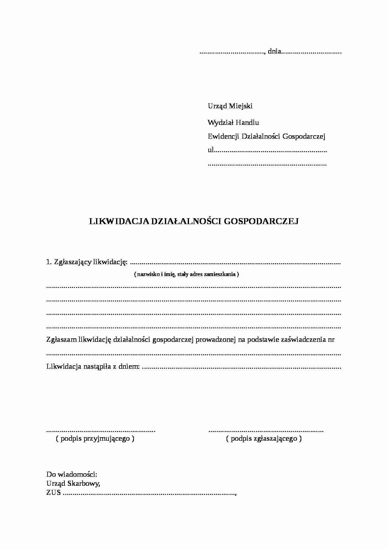 Wzór-Likwidacja działalności - strona 1