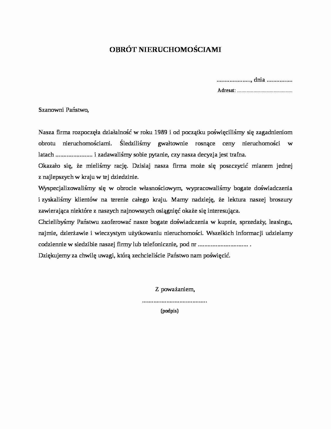Wzór-Obrót nieruchomościami - strona 1