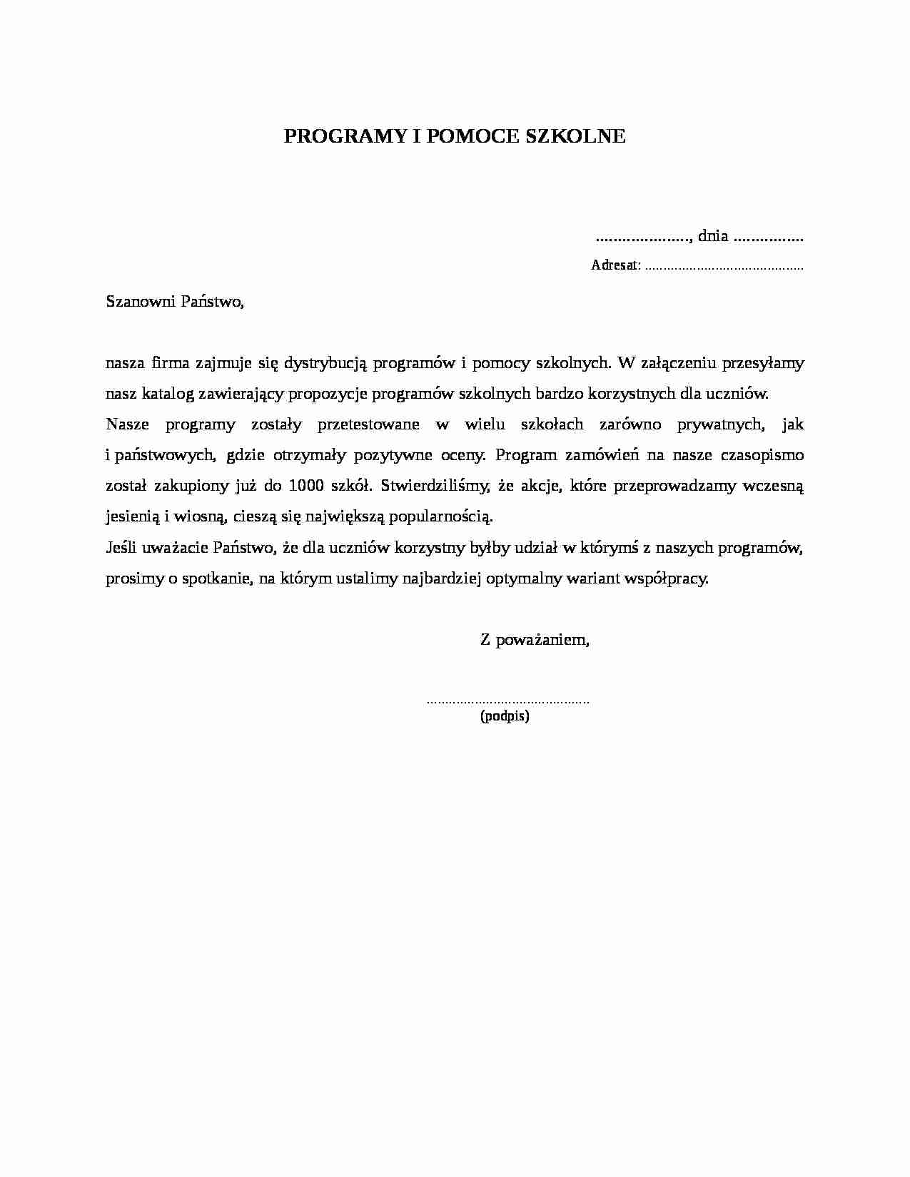 Wzór-Programy i pomoce szkolne - strona 1